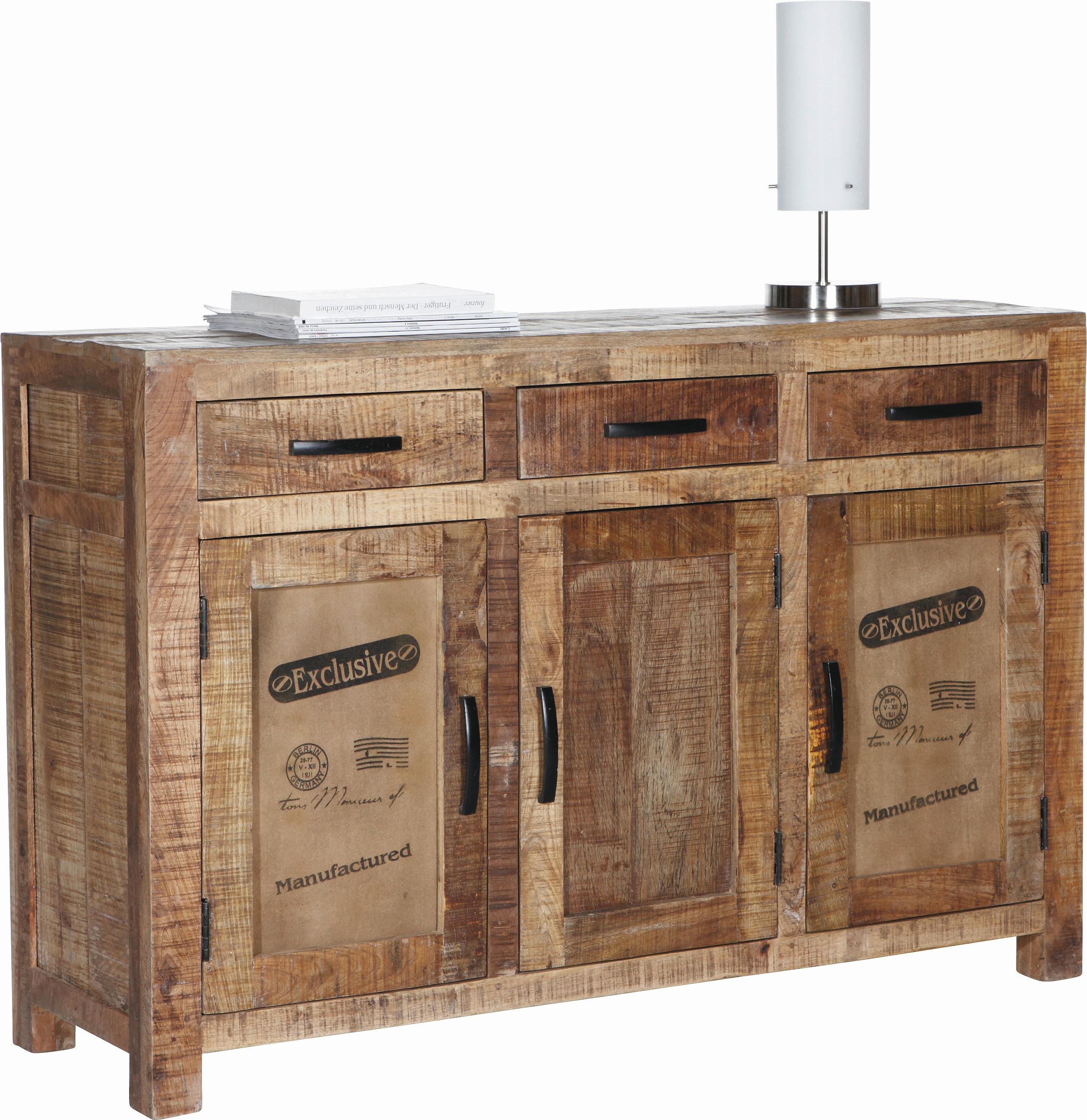 Sideboard aus Mangoholz Massiv - Dunkelbraun/Naturfarben, Lifestyle, Holz/Metall (130/86/42cm) - Zandiara