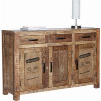 Sideboard aus Mangoholz Massiv - Dunkelbraun/Naturfarben, Lifestyle, Holz/Metall (130/86/42cm) - Zandiara