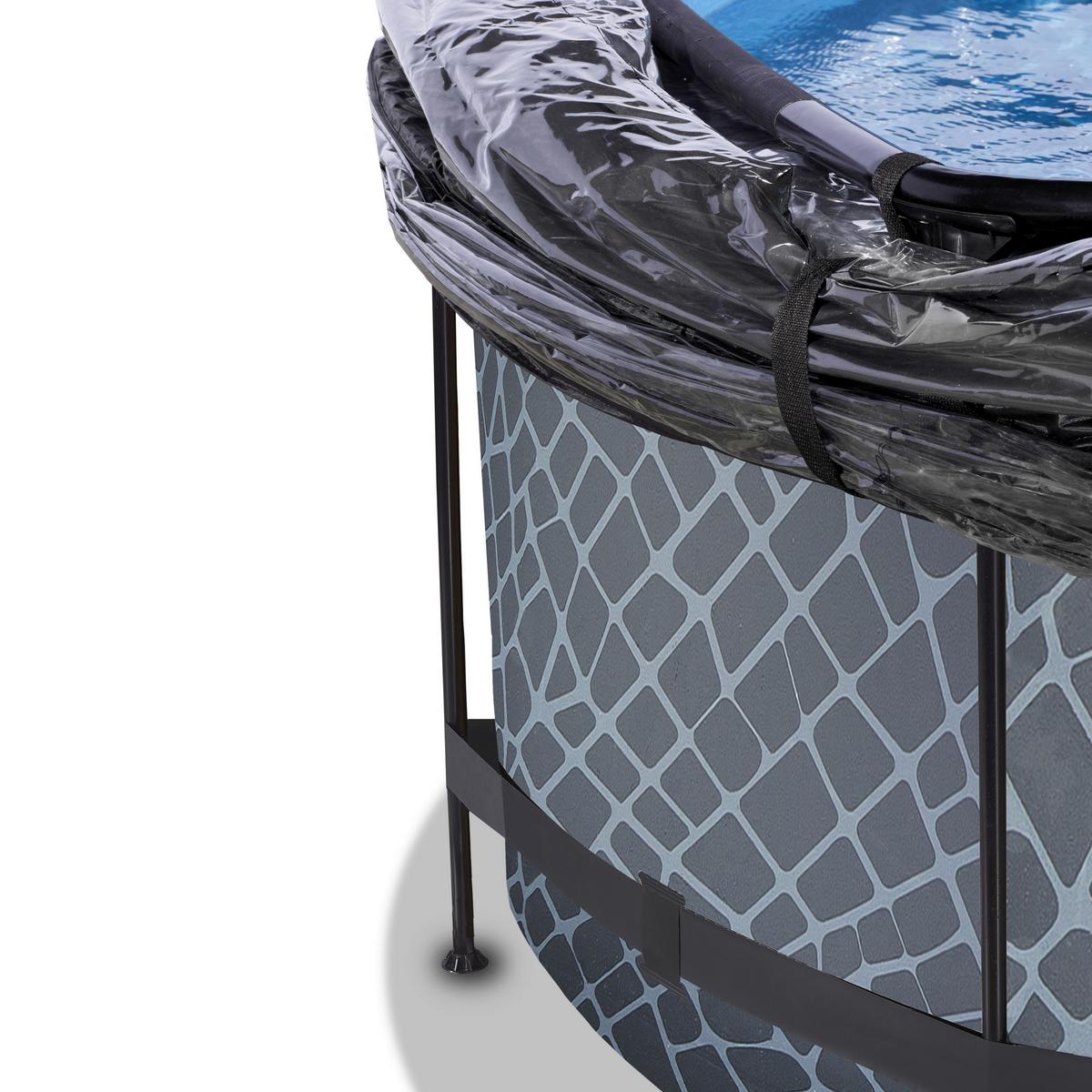 Bazen Exit Stone Pool, Črpalka S Peščenim Filtrom, Ø 360cm - siva, Konvencionalno, kovina (360/122cm) - EXIT Toys