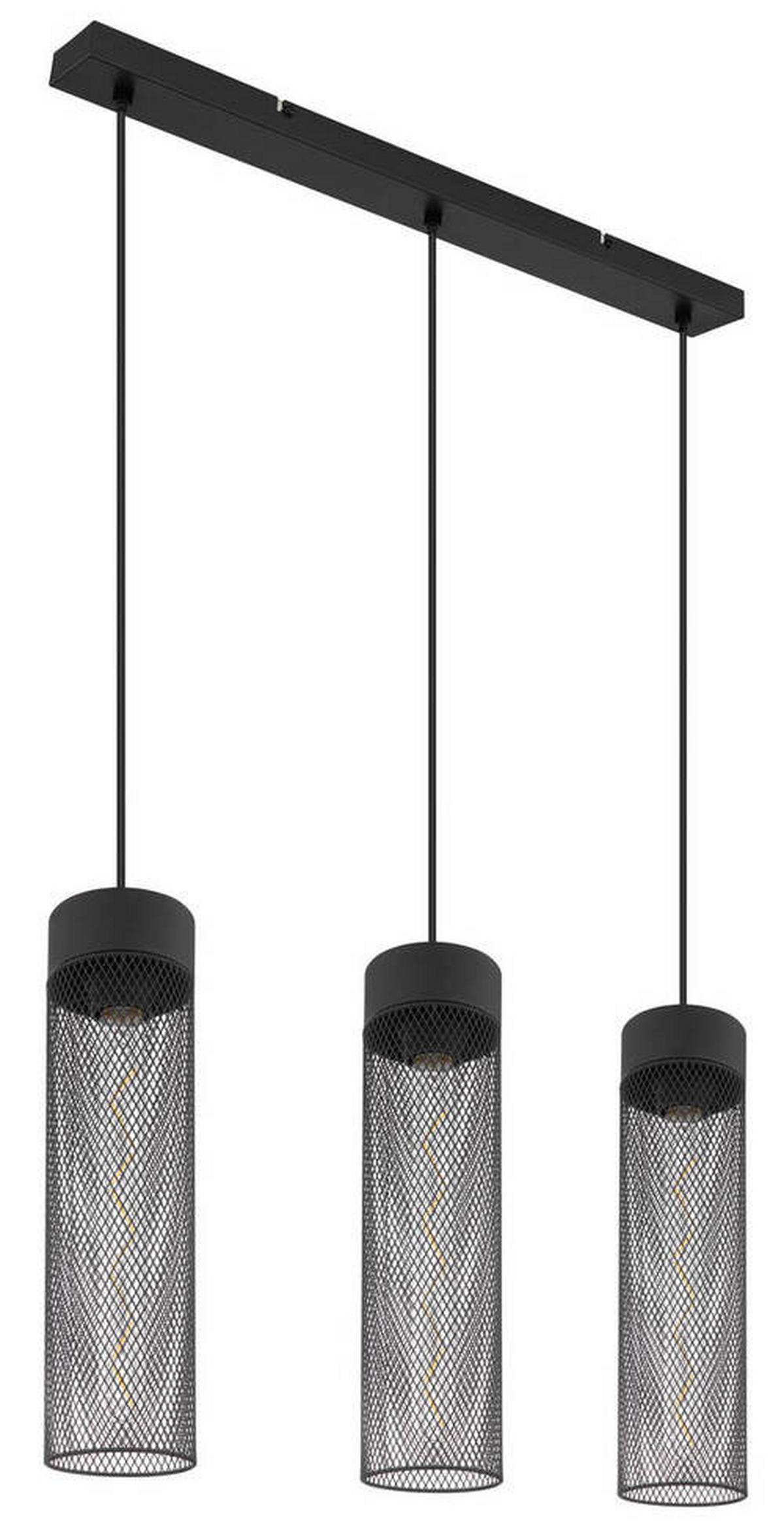 Hängeleuchte Hans Schwarz matt max. 40 Watt - Schwarz, Design, Metall (60/9,5/120cm) - Globo