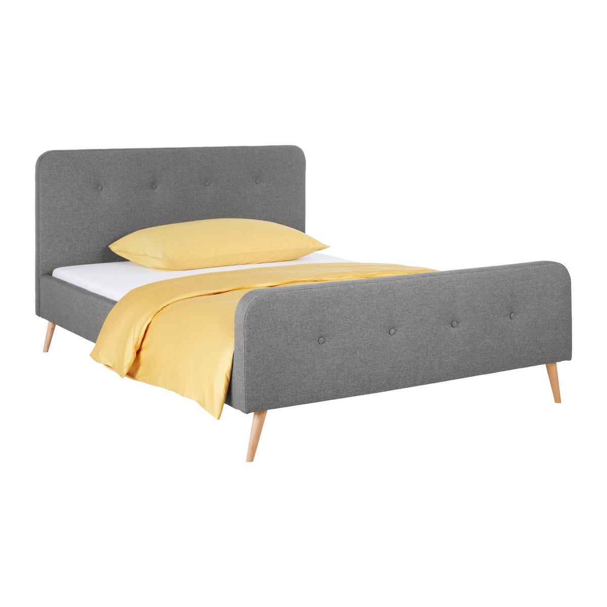 Polsterbett Barleta Dunkelgrau ca. 120x200cm - Dunkelgrau/Naturfarben, MODERN, Holz/Textil (120/200cm) - Mömax