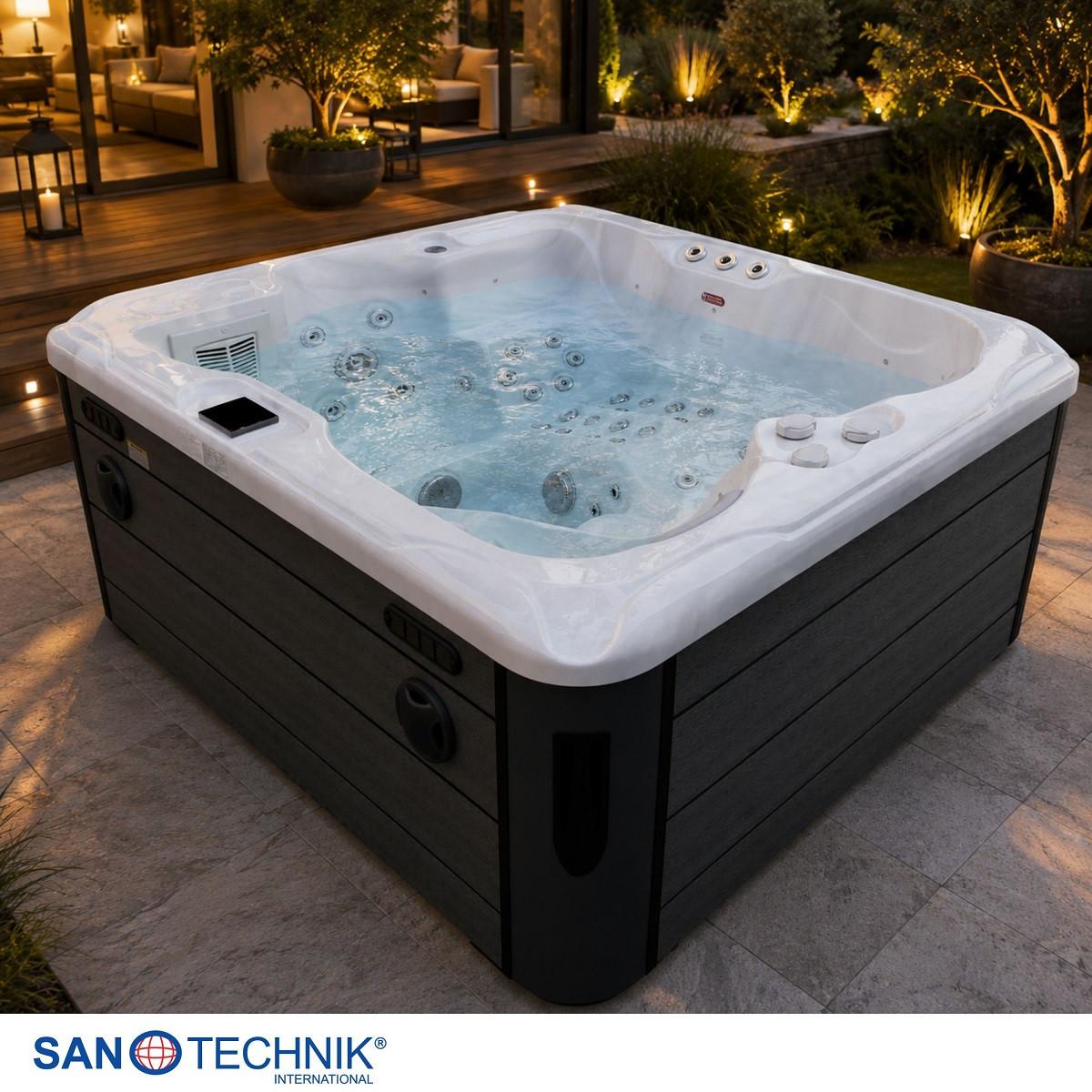 Whirlpool Capri Grauweiß ca. 210x160x90cm - Grauweiß, KONVENTIONELL, Kunststoff (210/160/90cm) - Sanotechnik