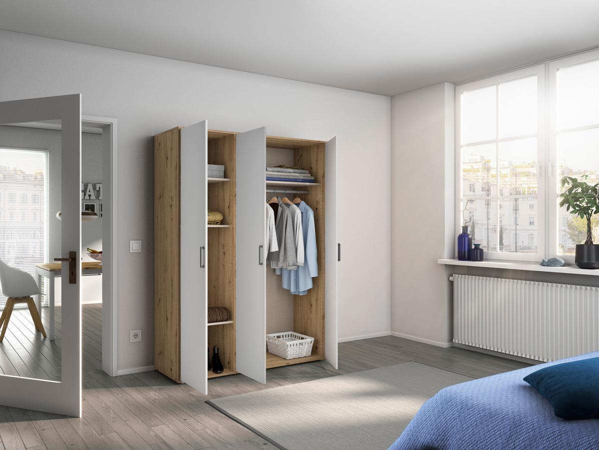 DULAP  USI ROTATIVE VOYAGER - alb/stejar Artisan, Modern, material pe bază de lemn (140/194/53cm) - Modern Living