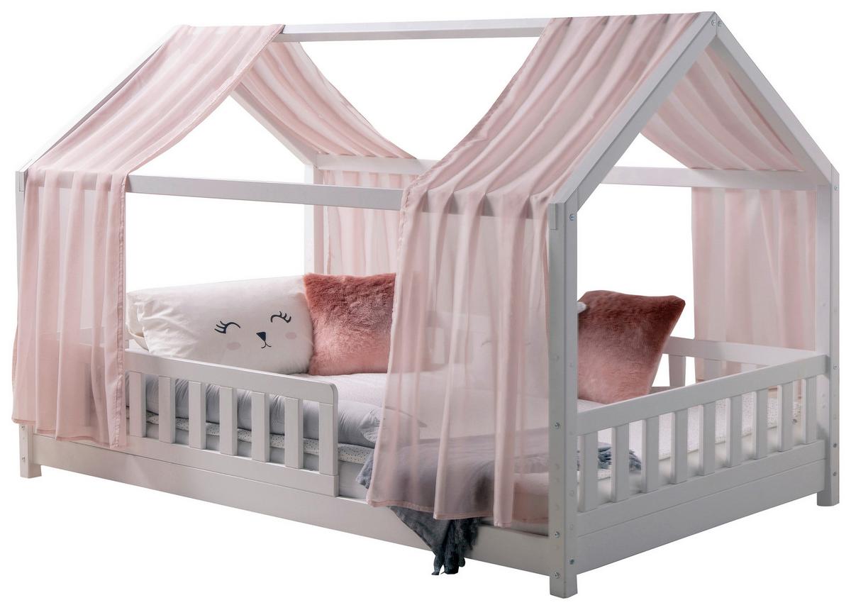 Hausbett KIM Weiß Altrosa ca.140x200cm Echtholz - Altrosa/Weiß, MODERN, Holz/Textil (140/200cm) - MID.YOU