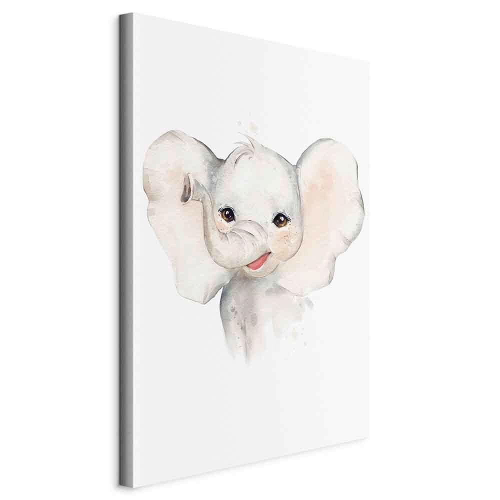 Slika Na Platnu Happy Elephant - bela/svetlo siva, Basics, tekstil/les (60/90/1,2cm) - artgeist