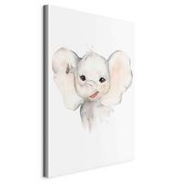 Slika Na Platnu Happy Elephant - bela/svetlo siva, Basics, tekstil/les (60/90/1,2cm) - artgeist