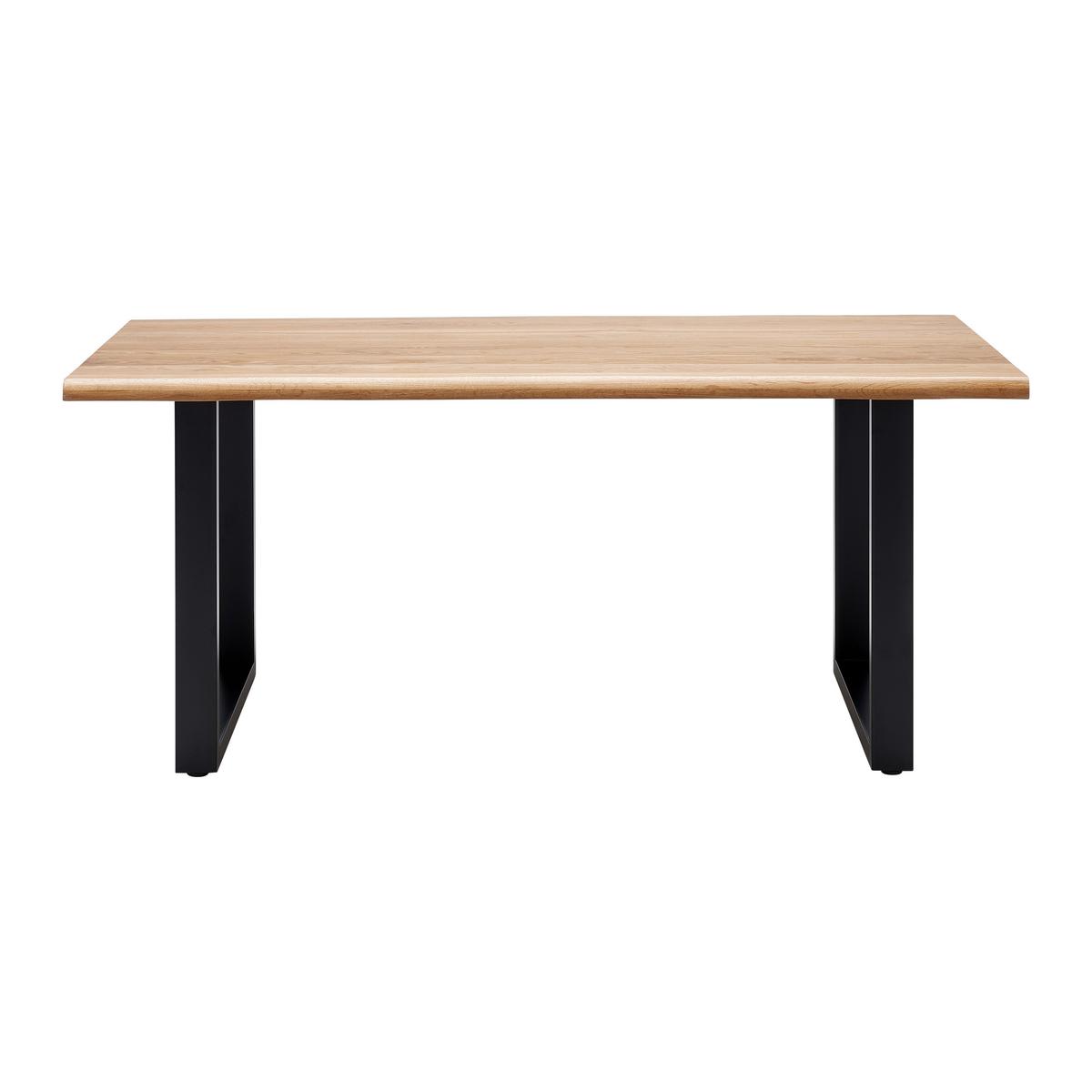 Esstisch Len in Holz Eiche massiv ca. 180x90 cm - Eichefarben/Schwarz, MODERN, Holz/Metall (180/90/76cm) - Bessagi Home
