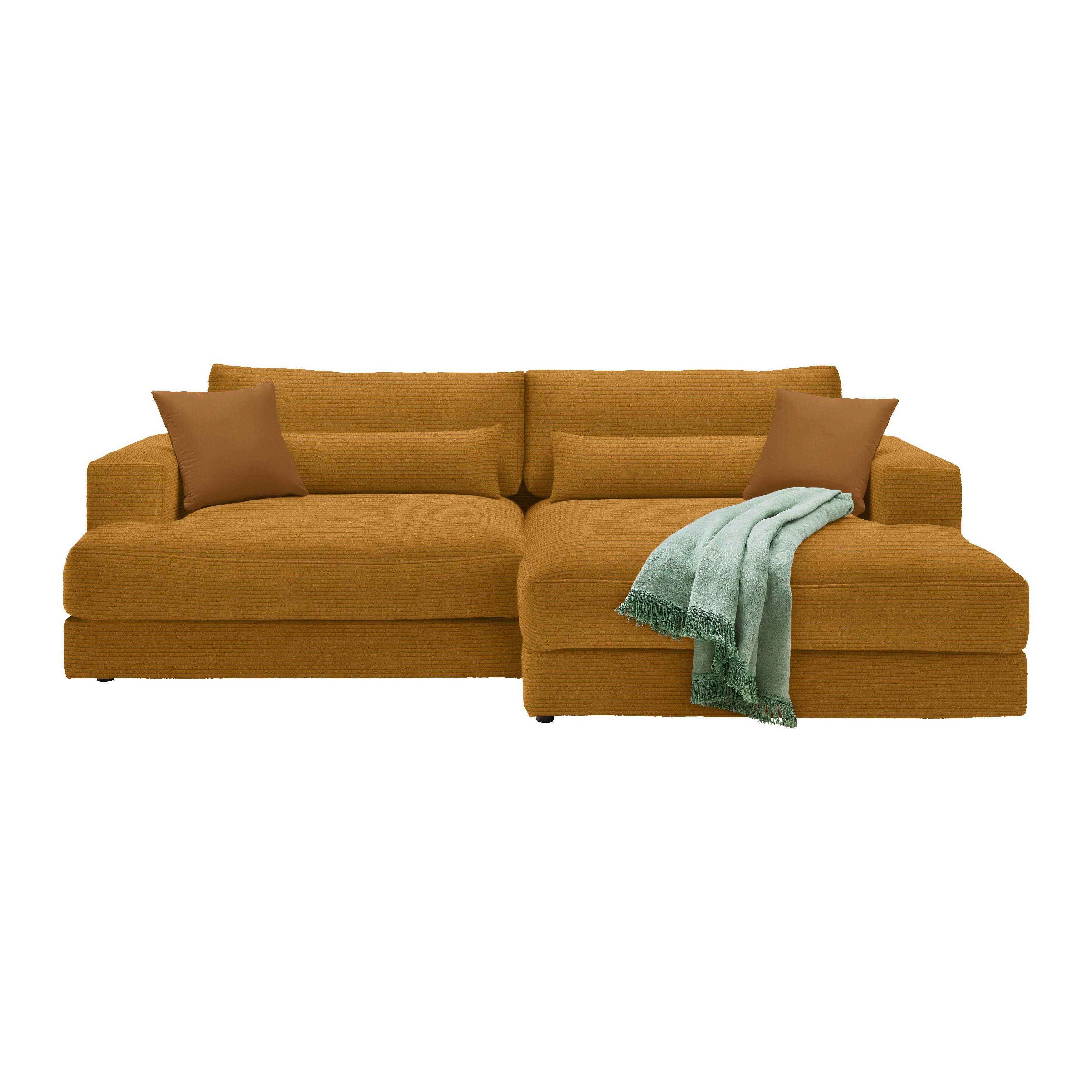 Ecksofa Fabiona rechts Senfgelb - Senfgelb/Schwarz, MODERN, Holz/Kunststoff (268/85/194cm) - Premium Living
