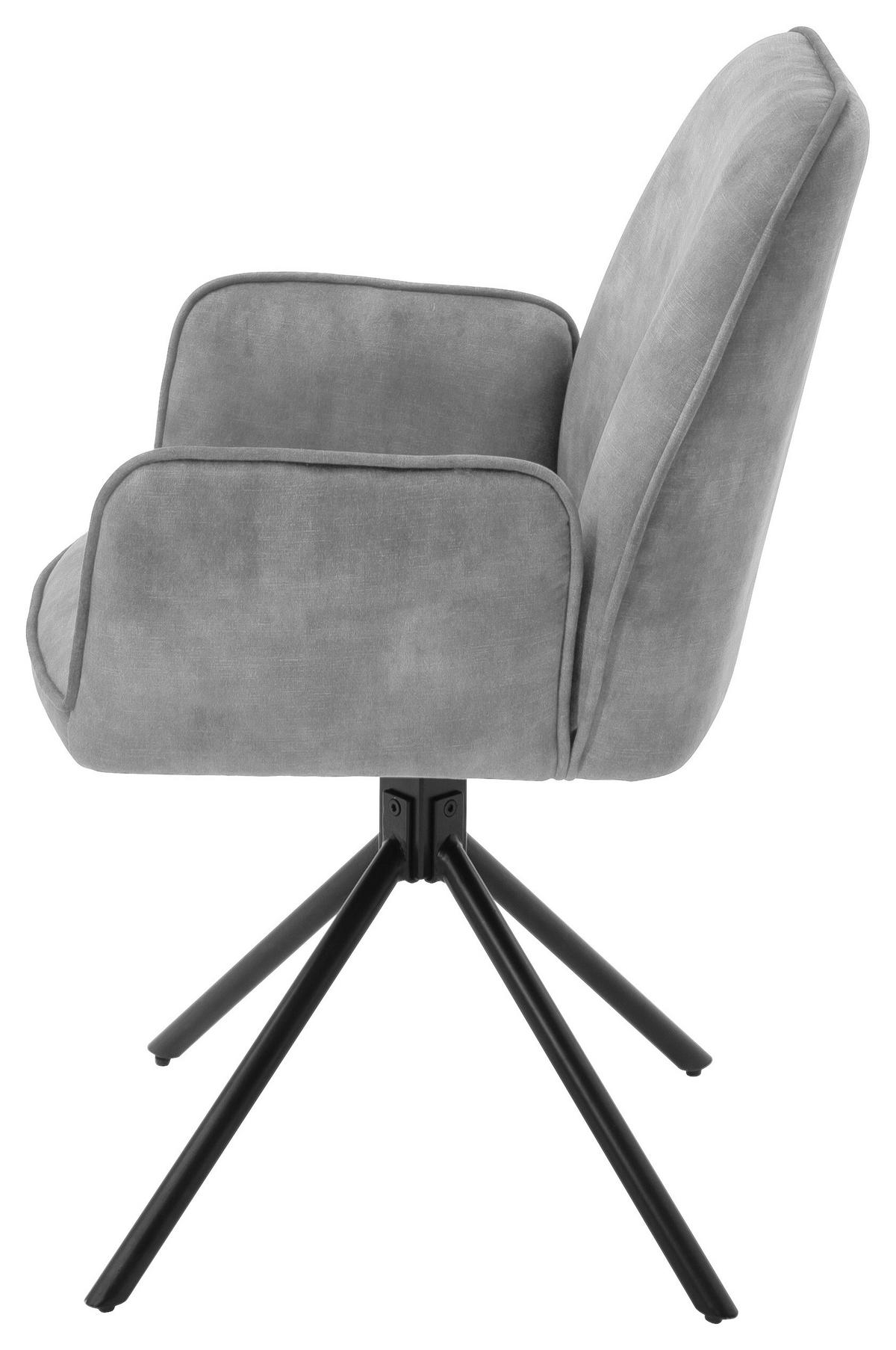 Armlehnstuhl Ottawa Grau/Schwarz - Schwarz/Grau, Modern, Textil/Metall (60/89/64cm) - Premium Living