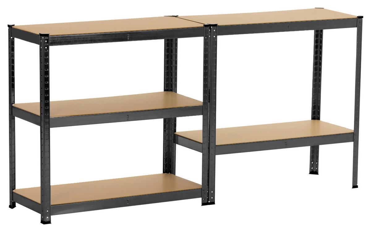 Schwerlastregal Johann Naturfarben/Schwarz - Schwarz/Naturfarben, KONVENTIONELL, Holzwerkstoff/Metall (90/180/40cm) - Mömax