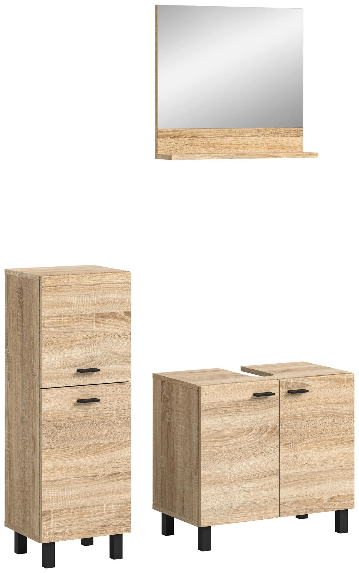 Kopalnica Boston, Hrast - črna/hrast sonoma, Moderno, umetna masa/steklo (87cm) - MID.YOU