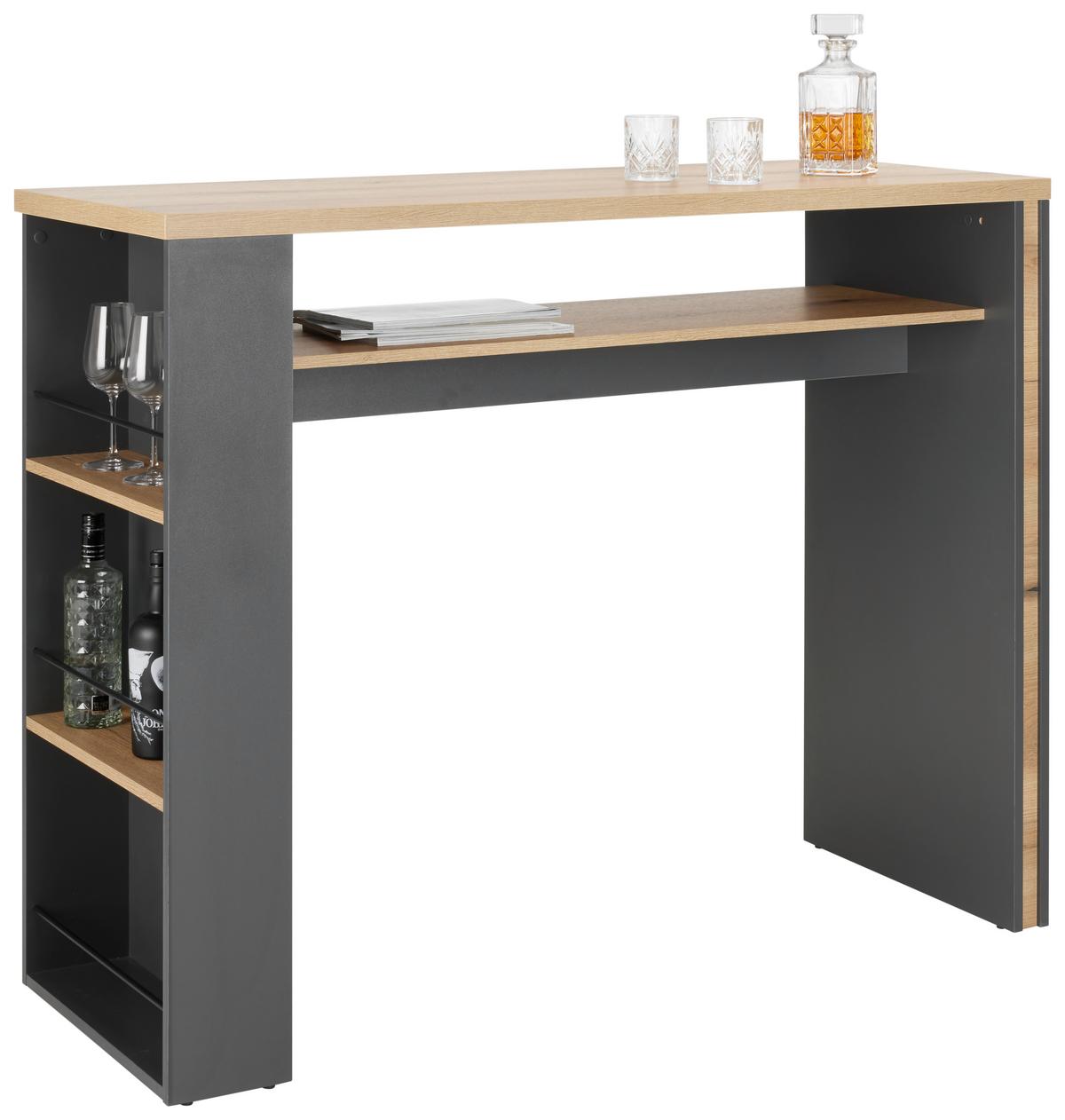 Bartisch in Anthrazit/Eichefarben - Eichefarben/Anthrazit, MODERN, Holzwerkstoff (138/55/110,5cm) - Mömax