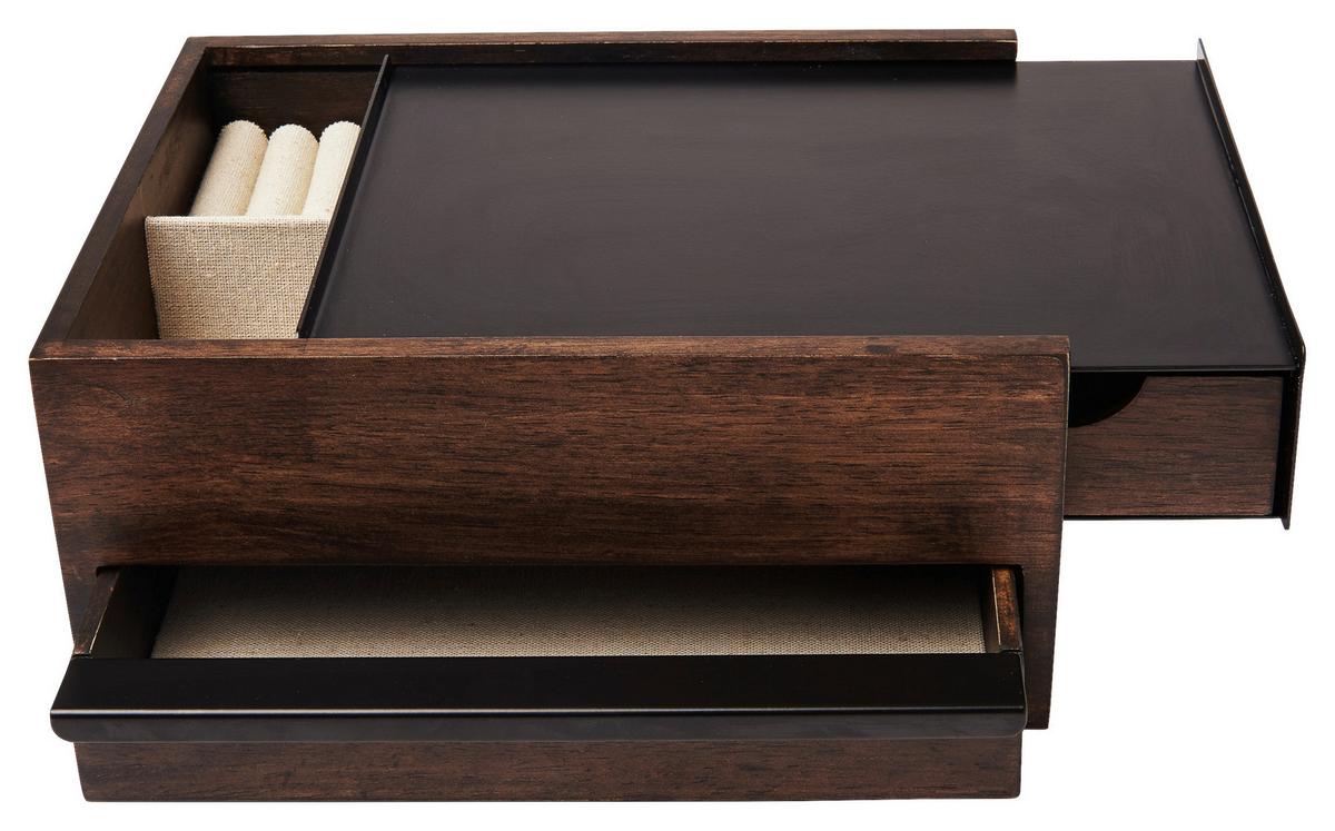 Schmuckbox Schwarz/Walnussfarben - Walnussfarben/Schwarz, Design, Holz/Metall (22,1/11,9/25,9cm) - Umbra