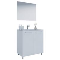 Kopalnica Gilos, Bela - bela/barve aluminija, Moderno, kovina/leseni material (60cm) - MID.YOU