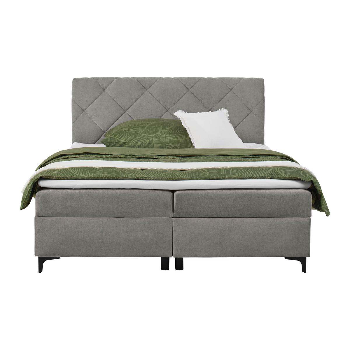Boxbett Wind Dunkelgrau ca. 160x200cm - Dunkelgrau/Schwarz, KONVENTIONELL, Textil/Metall (160/200cm) - Mömax