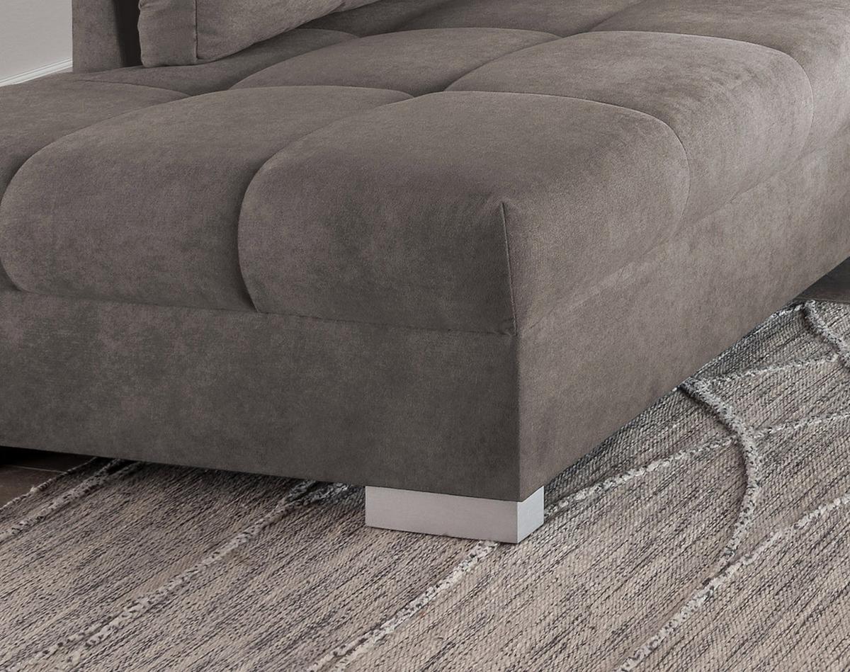 Wohnlandschaft Alvito Graubraun Nylon/Mikrofaser - Graubraun/Silberfarben, Design, Holz/Textil (202/298cm) - MID.YOU