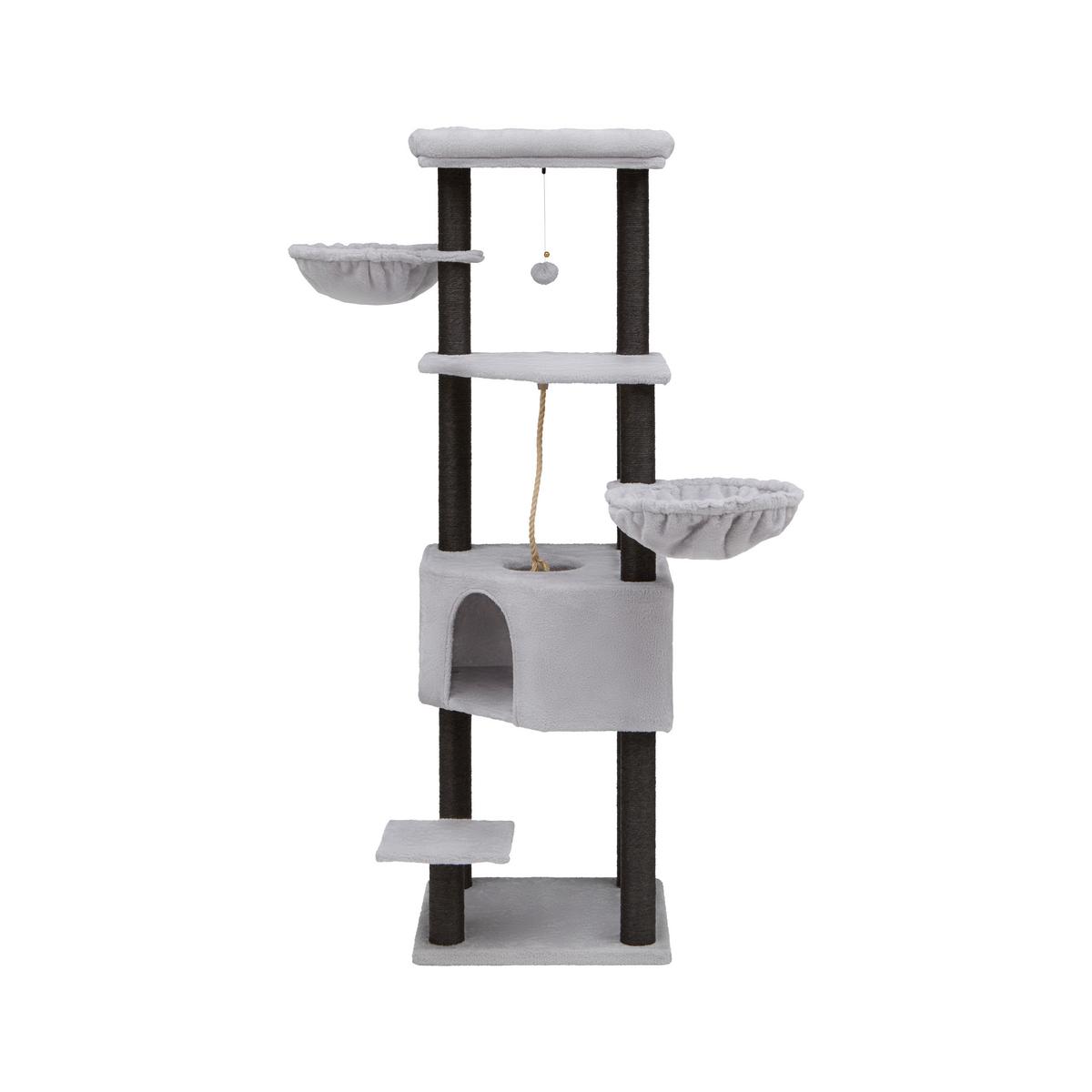 Kratzbaum Tiger Grau - Grau, KONVENTIONELL, Karton/Holzwerkstoff (50/50/160cm) - Mömax