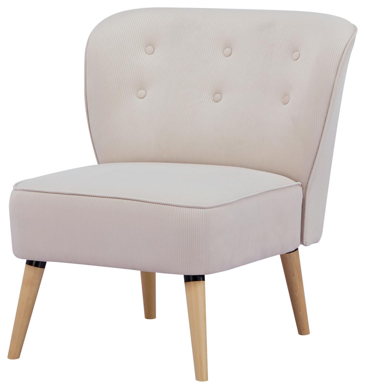 FOTEL CORDY - beżowy/kolor naturalny, Design, tkanina/drewno (75/82/80cm) - Livetastic