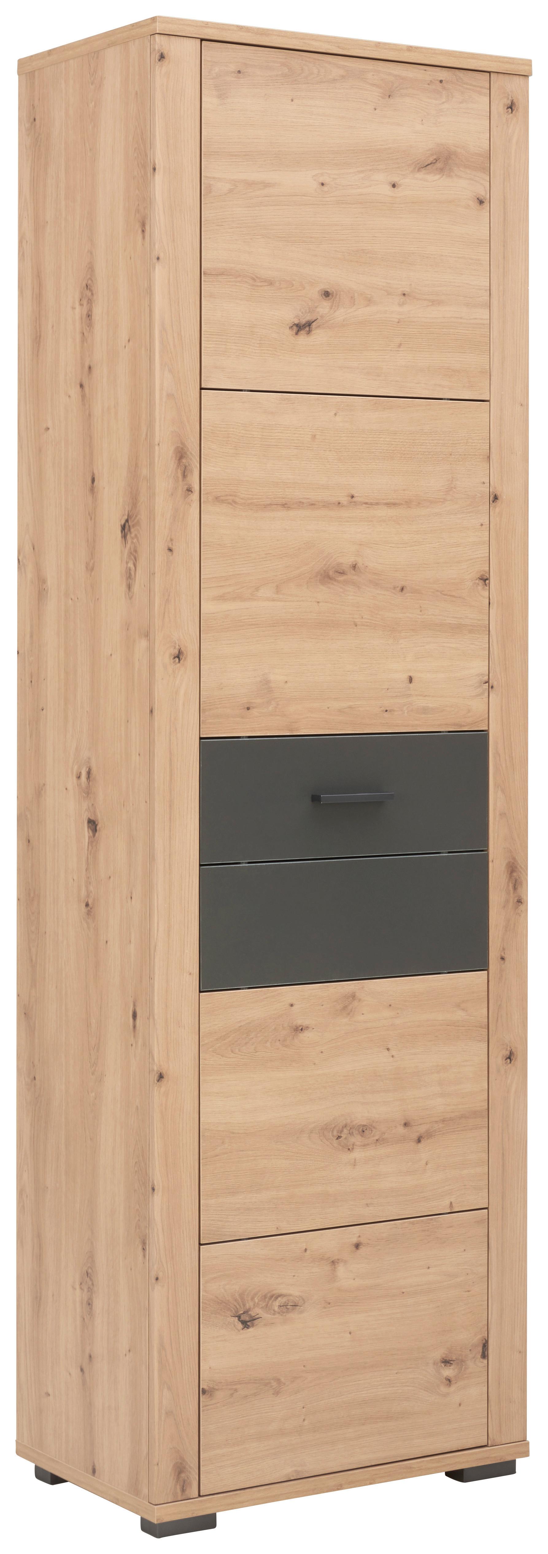 SZAFA DO PRZEDPOKOJU MAXIM - kolor dębowy/antracytowy, Konventionell, materiał drewnopochodny/tworzywo sztuczne (60/195/38cm) - Xora