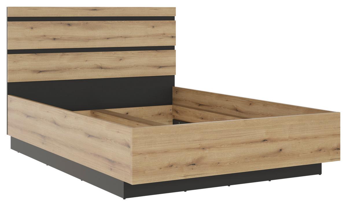 Krevet Corte - boje hrasta/crna, Moderno, drvni materijal/plastika (145/107,2/206,5cm)