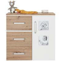 Wickelkommode in Artisan Eiche/Weiss - Weiss/Silberfarben, Holzwerkstoff/Metall (94/102/78cm) - Roba