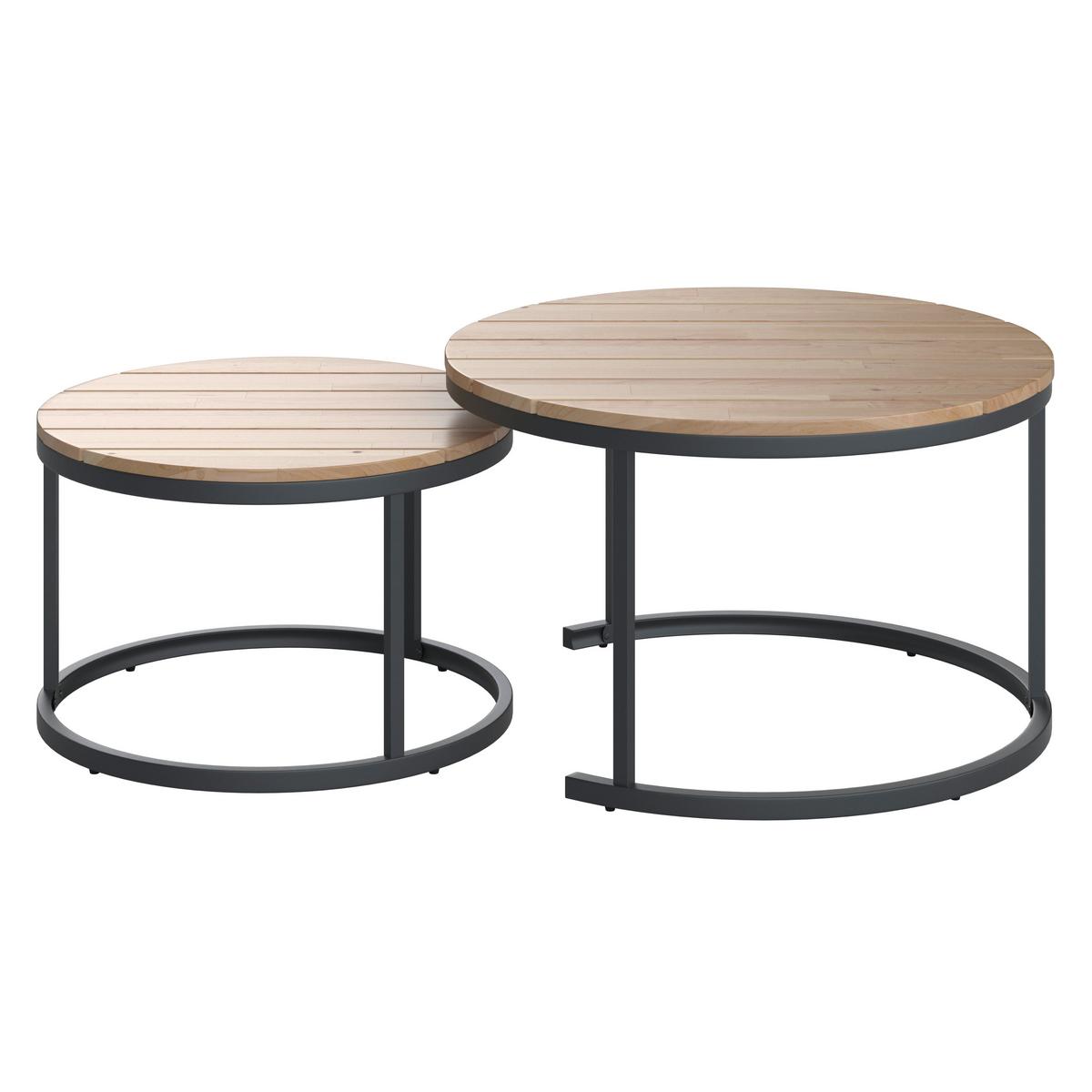 Loungegarnitur-Set Lorena Grau Akazie Metall/Outdoorstoff - Schwarz/Grau, MODERN, Holz/Textil (241/67/69cm) - Bessagi Garden