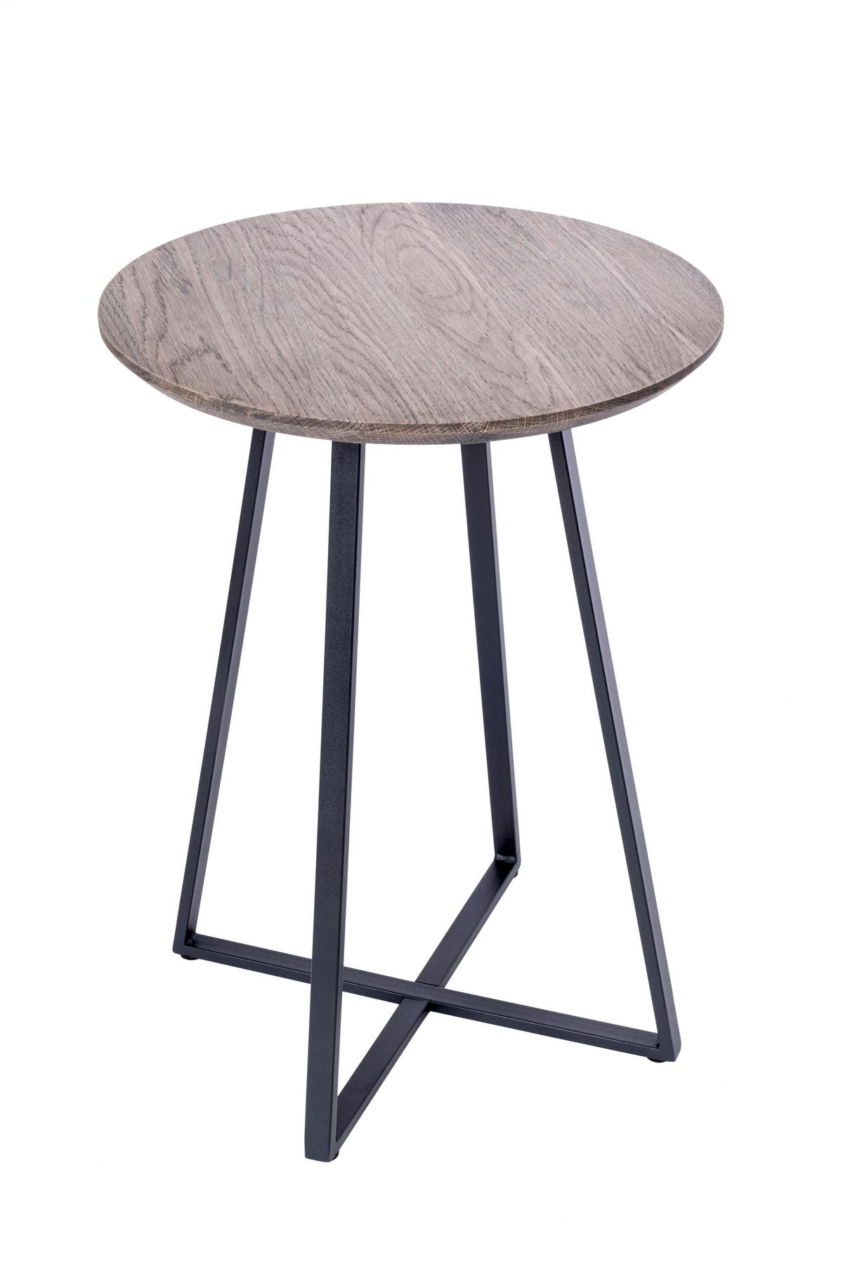 Beistelltisch B154417-38 Justus - Eiche dunkel/Schwarz, Natur, Holz/Metall (40/55cm) - Globo