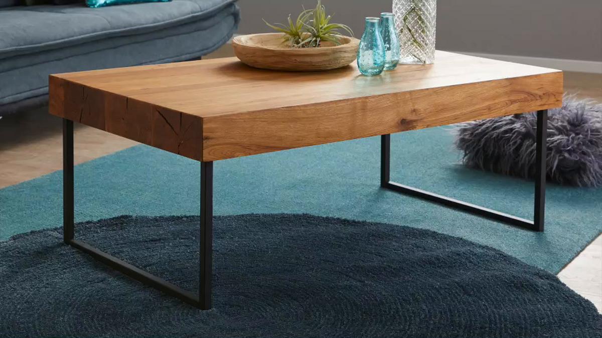 Klubska Miza Oliver, Barva Divjega Hrasta - črna/barve hrasta, Moderno, kovina/leseni material (110/42/65cm) - Mömax