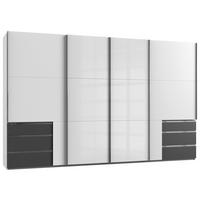 Schwebetürenschrank Level 36D ca. 350 cm Graphitfarben/Weiß - Chromfarben/Weiß Hochglanz, MODERN, Holzwerkstoff/Metall (350/216/65cm) - MID.YOU