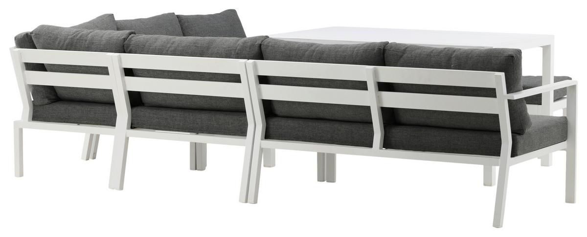 DINING-LOUNGESET RAMOS - Weiß/Grau, KONVENTIONELL, Textil/Metall - Gardenson