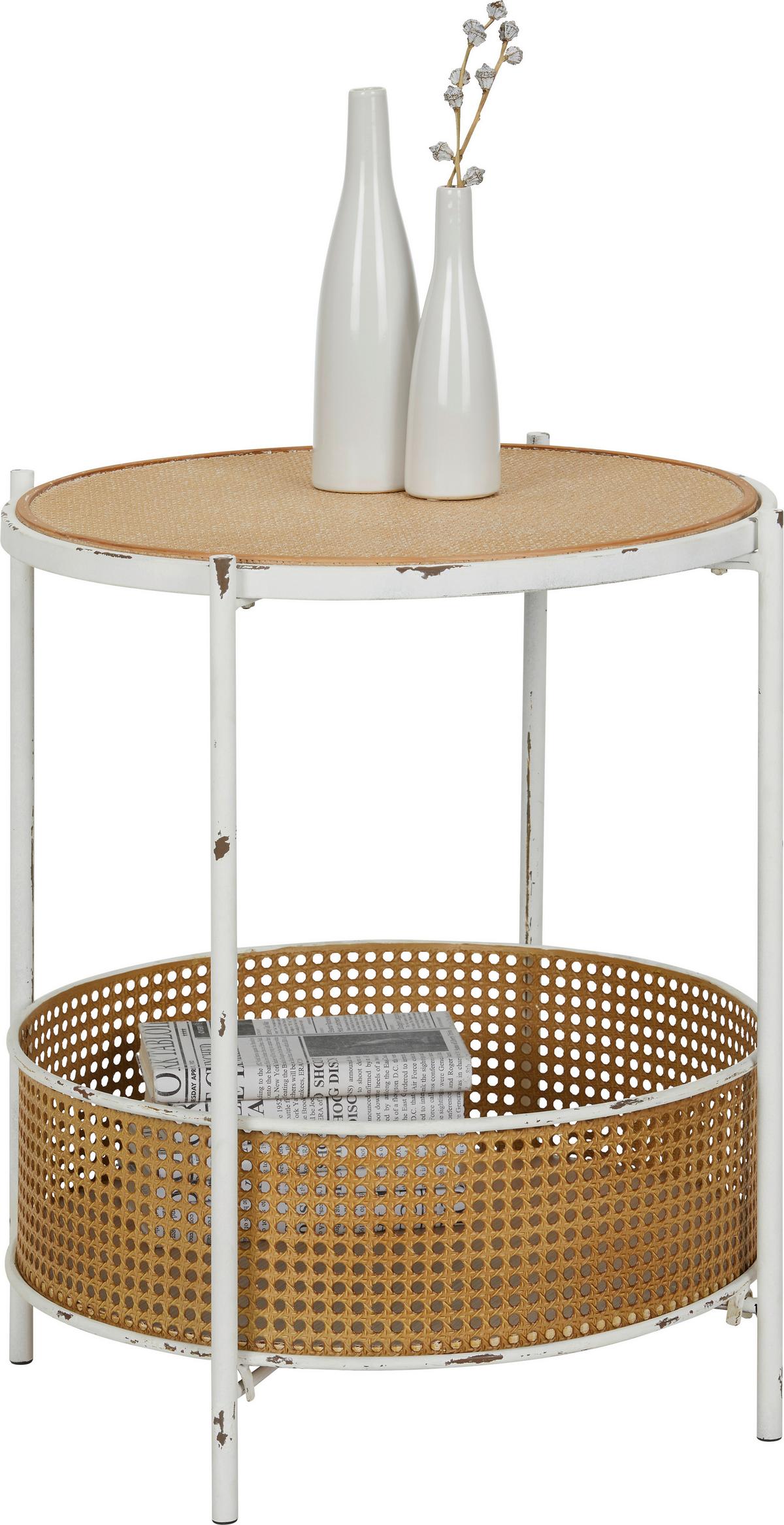 Mizica Emil, Bela, Naravne Barve - bela/naravne barve, Romantika, kovina/tekstil (53,5/60/53,5cm) - Mömax