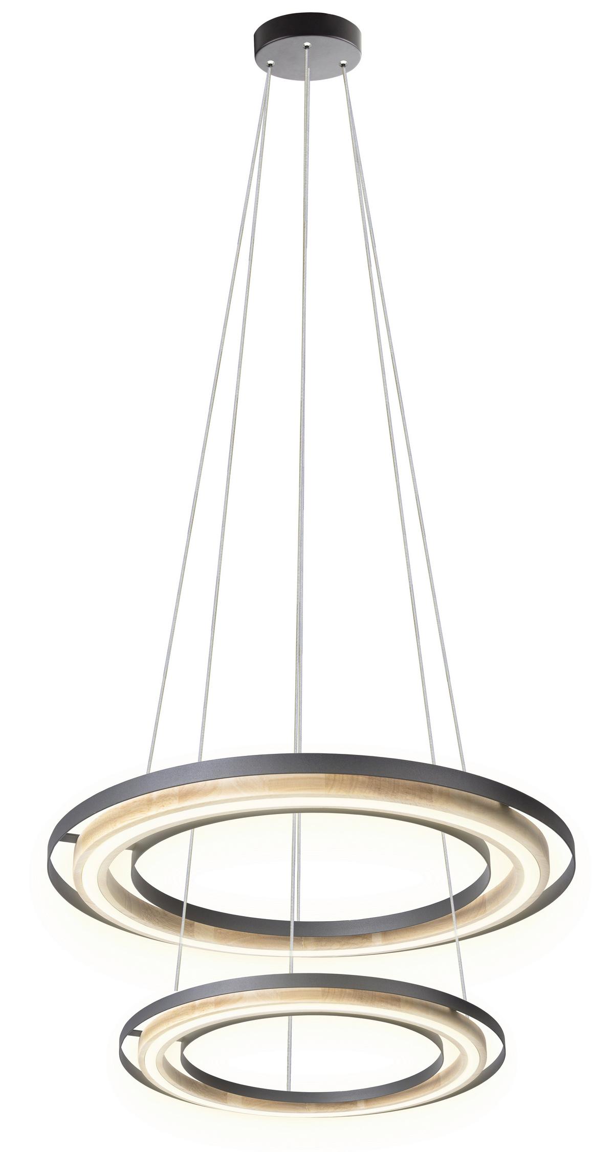 LAMPA WISZĄCA LED 32372208X RILAS - kolor naturalny/czarny, Basics, metal/drewno (56/150cm)