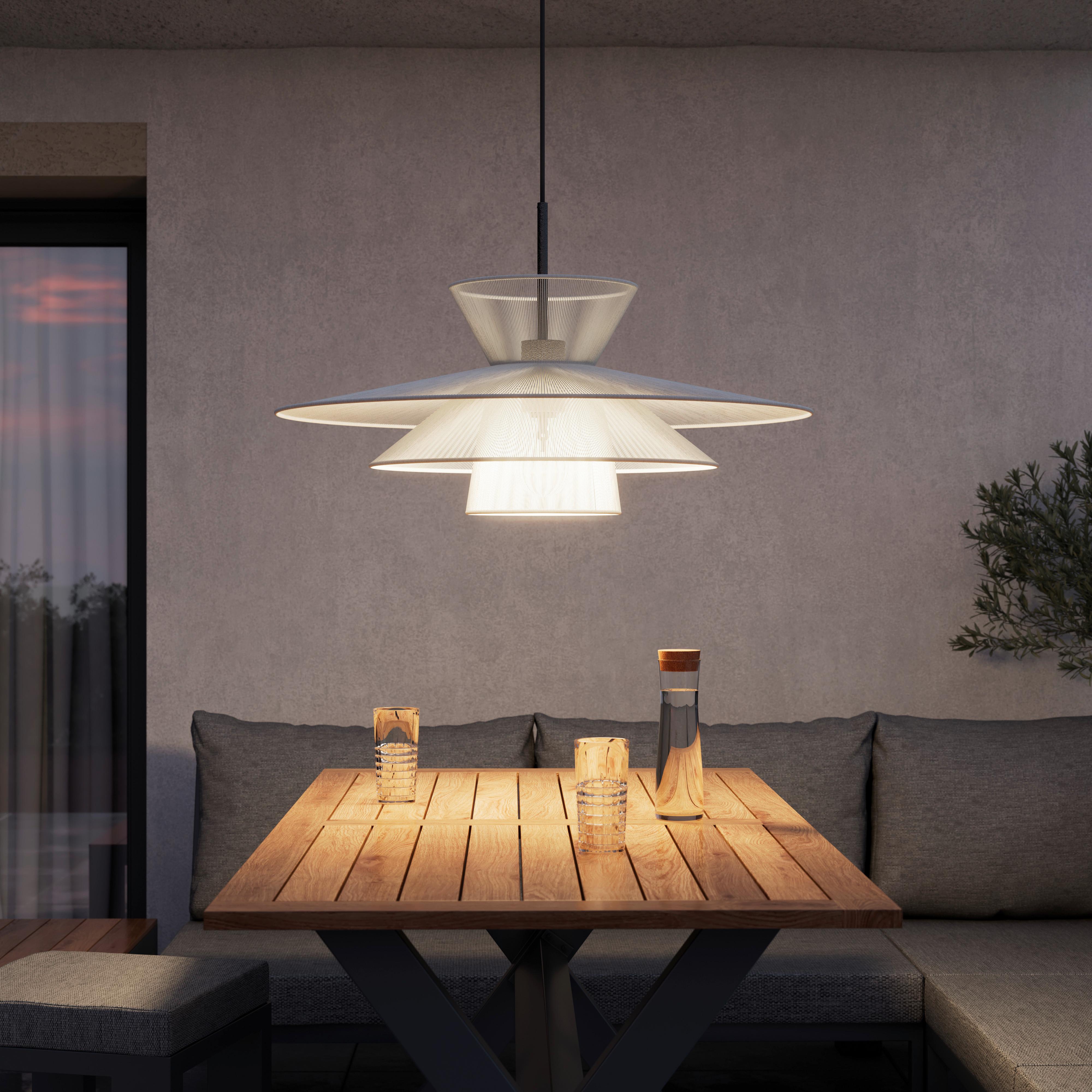 Hängeleuchte Luca Weiß Baumwolle max. 40 Watt - Weiß, MODERN, Textil/Metall (80/166/80cm) - Bessagi Garden