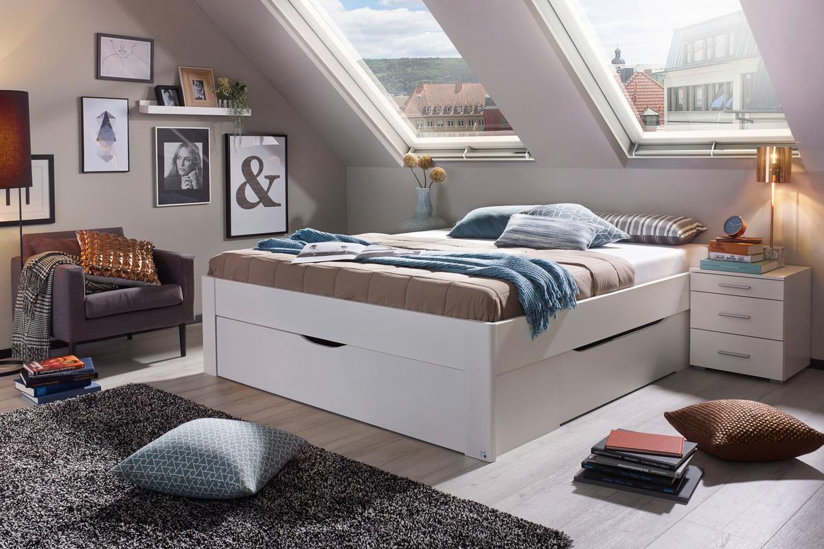 Postelja S Predalom Scala, Bela - bela, Moderno, leseni material (160/200cm) - Rauch Möbel