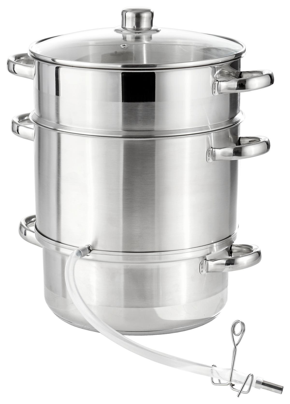 SOKOWIRÓWKA PAROWA BASIC COOKING - kolor stalowy/przezroczysty, Basics, metal/szkło (28cm) - Homeware Profession.