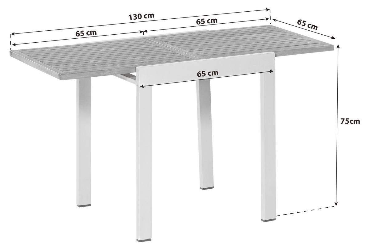 Miza Za Balkon Gardenson, Raztegljiva, 65-130x65 - srebrne barve/naravne barve, Moderno, kovina/les (65-130/75/65cm) - Gardenson