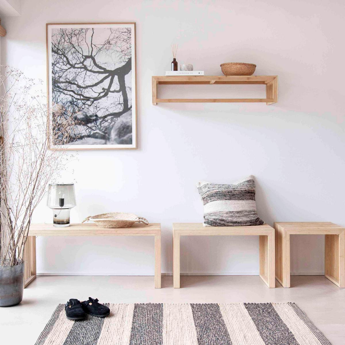 Wandgarderobe Rib Regal - Naturfarben, Design, Holz (94,5/20/27cm) - MID.YOU