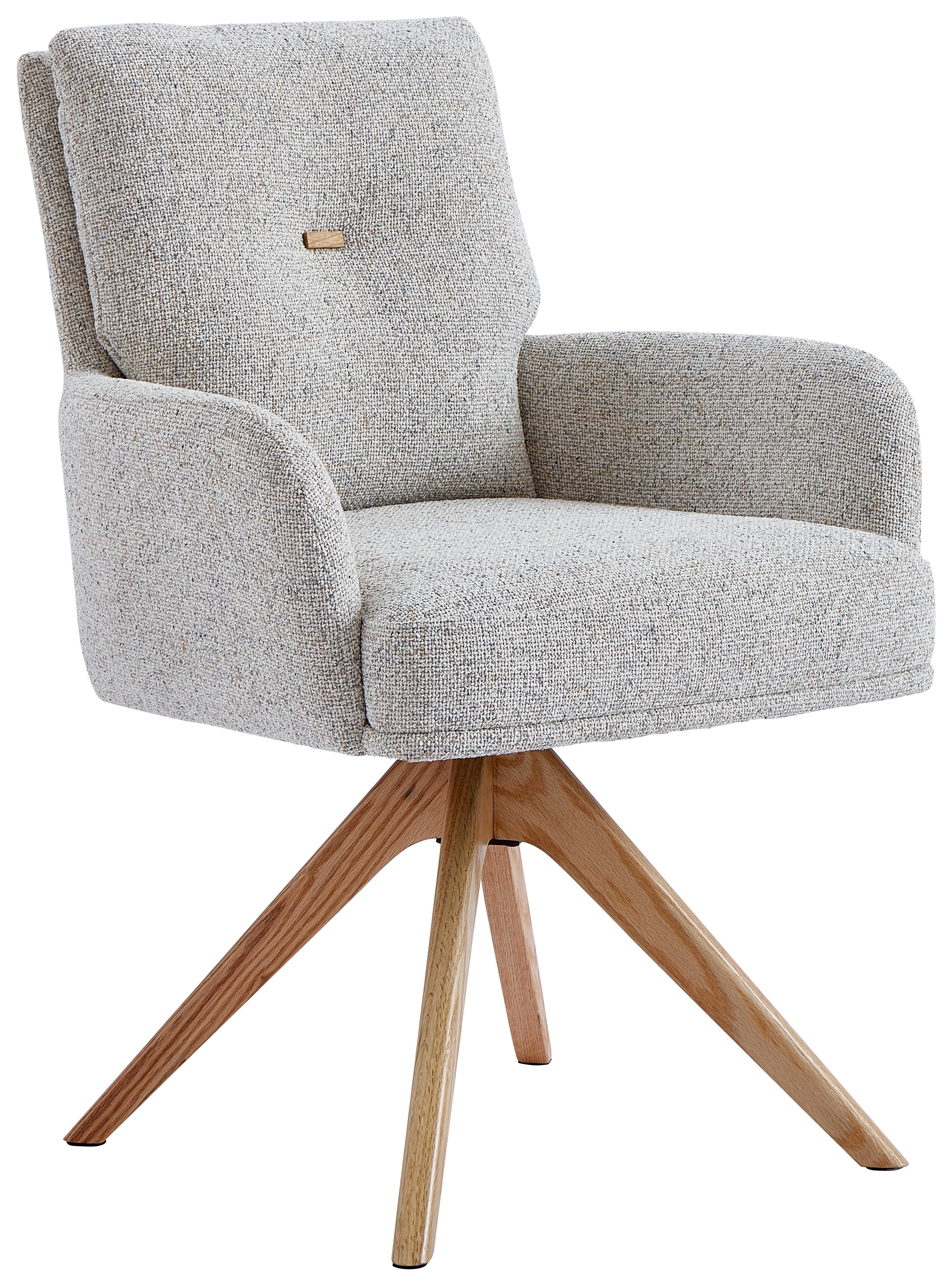 KRZESŁO Z PODŁOKIETNIKAMI MOLLY -EXKLUSIV- - kolor dębowy/beżowy, Design, drewno/tkanina (60,5/88/67cm) - Novel