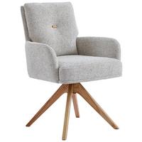 KRZESŁO Z PODŁOKIETNIKAMI MOLLY -EXKLUSIV- - kolor dębowy/beżowy, Design, drewno/tkanina (60,5/88/67cm) - Novel