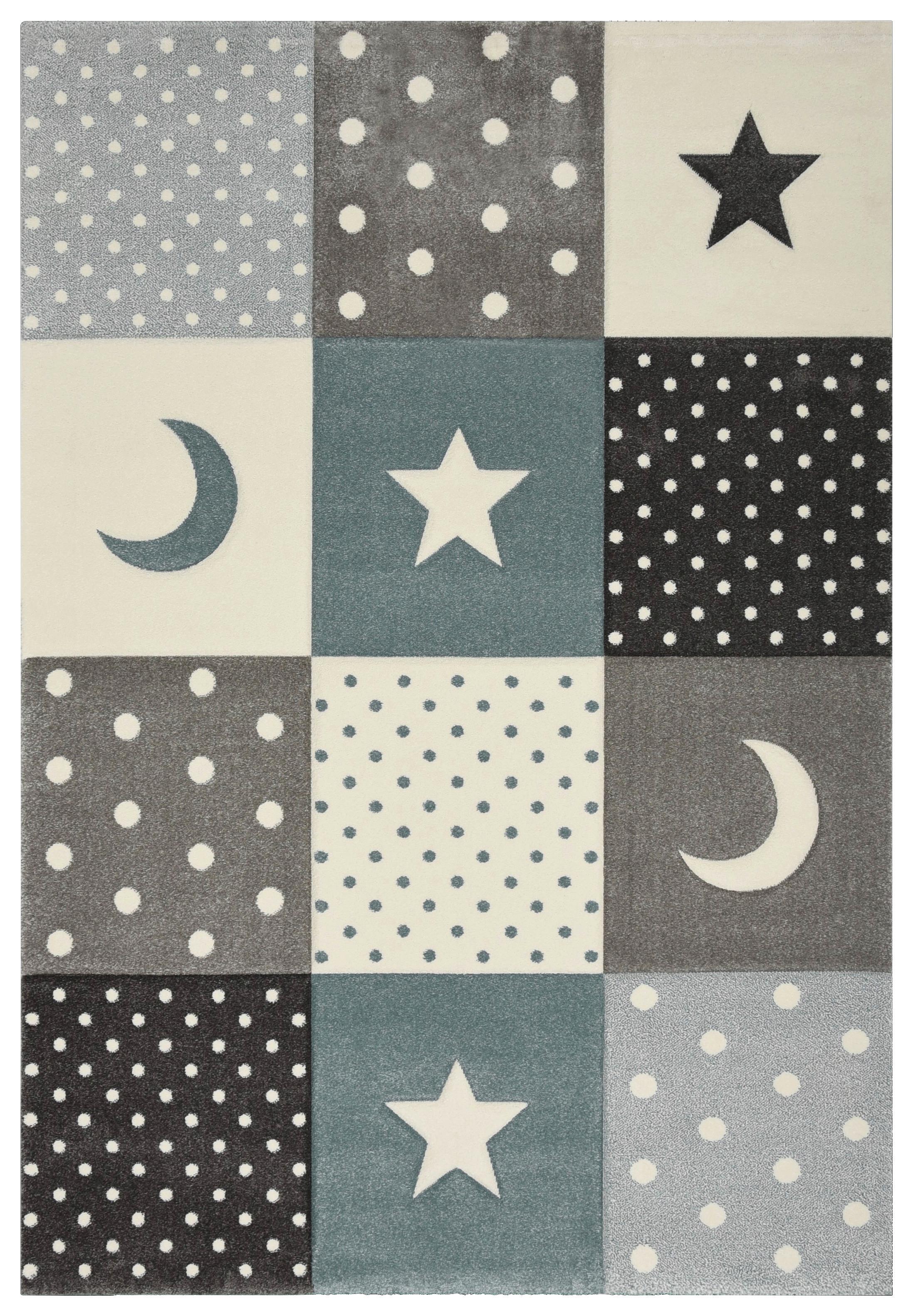 Kinderteppich Pastel Kids Grau/Hellblau ca. 80x150cm - Grau/Hellblau, Basics, Textil (80/150cm)