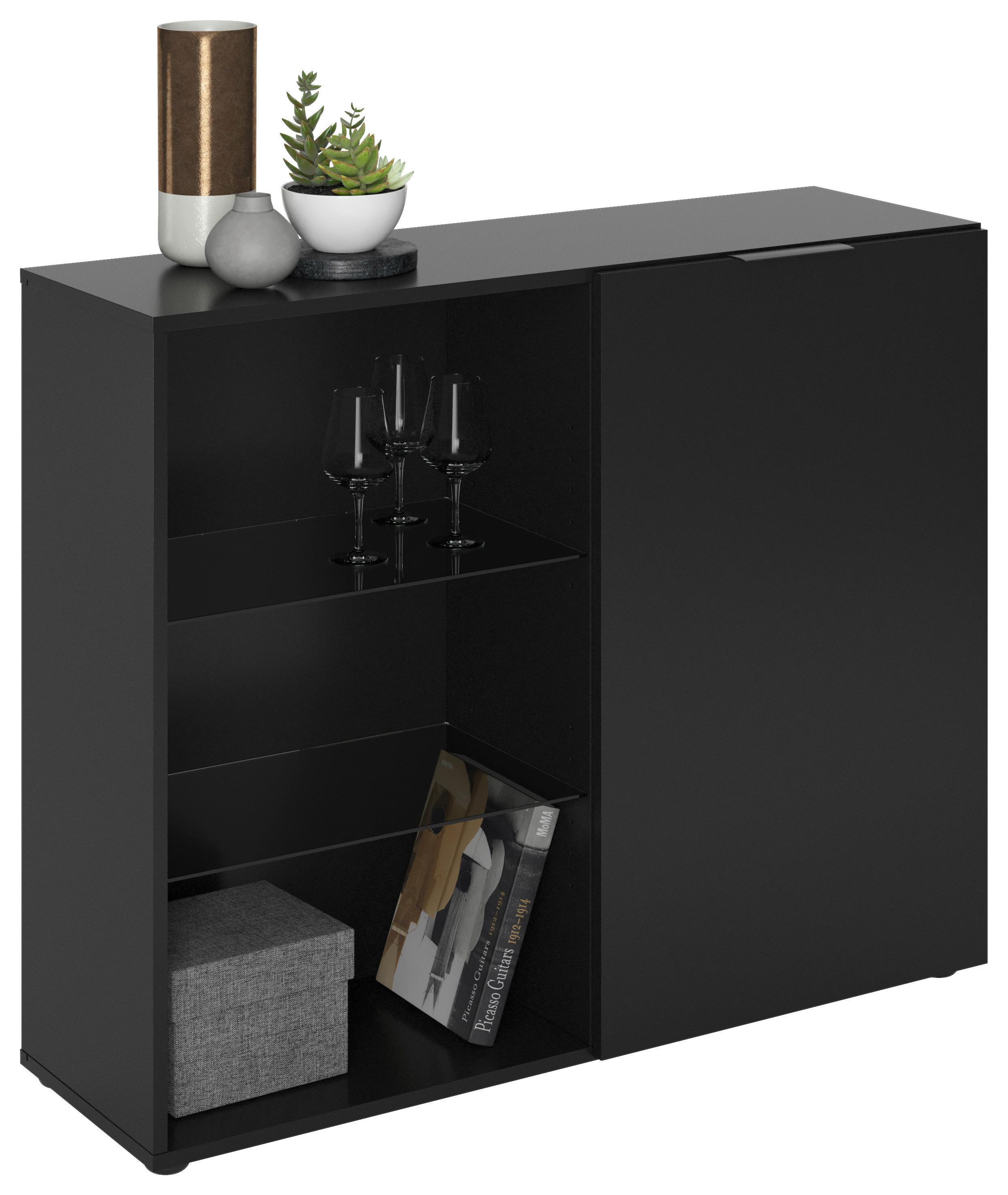 Kommode in Schwarz - Schwarz, MODERN, Glas/Holzwerkstoff (100/81/32cm) - Mömax
