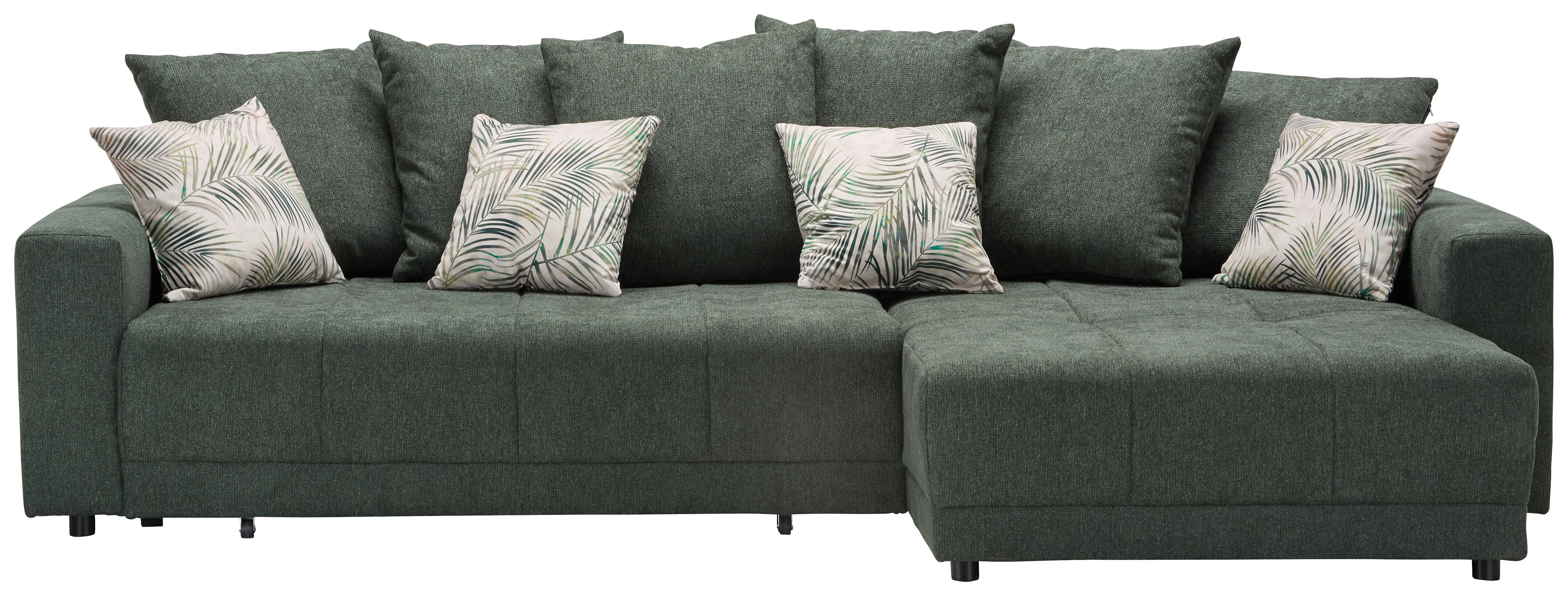 Sedežna Garnitura Summerfield, Z Ležiščem In Predalom - črna/zelena, Trendi, tekstil (285/68/183cm) - Modern Living