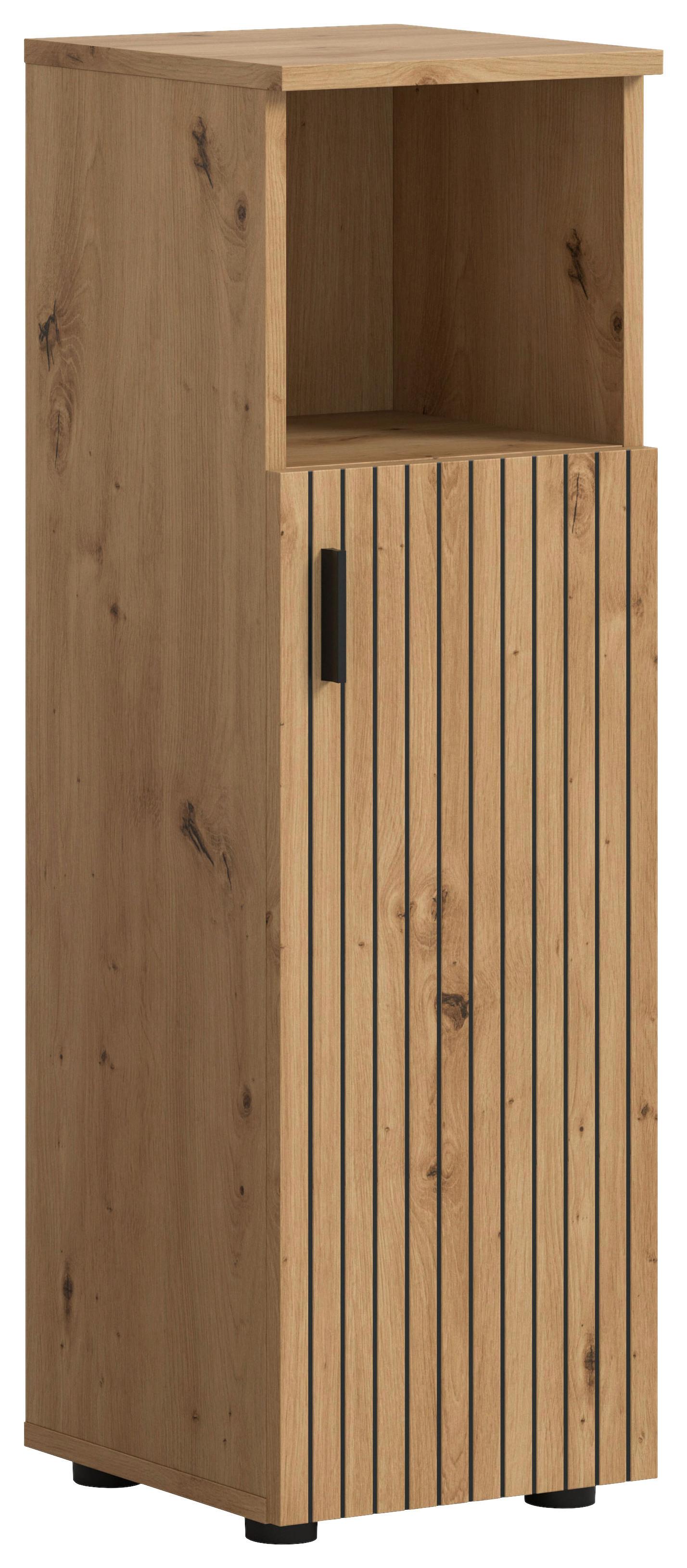 Srednje Visoka Omara Mone, Barva Hrasta - črna/hrast artisan, Basics, umetna masa/leseni material (30/95/30cm) - MID.YOU