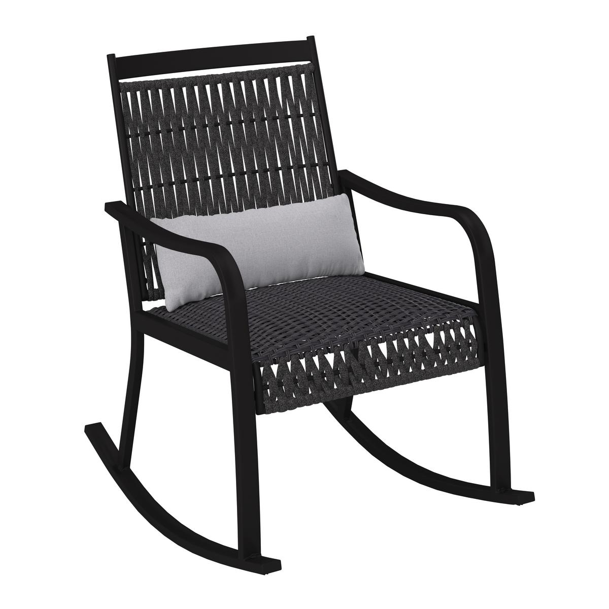 Balkonset Mathilda Hellgrau Outdoorstoff/Metall +Abdeckung - Hellgrau/Schwarz, MODERN, Kunststoff/Textil - Bessagi Garden