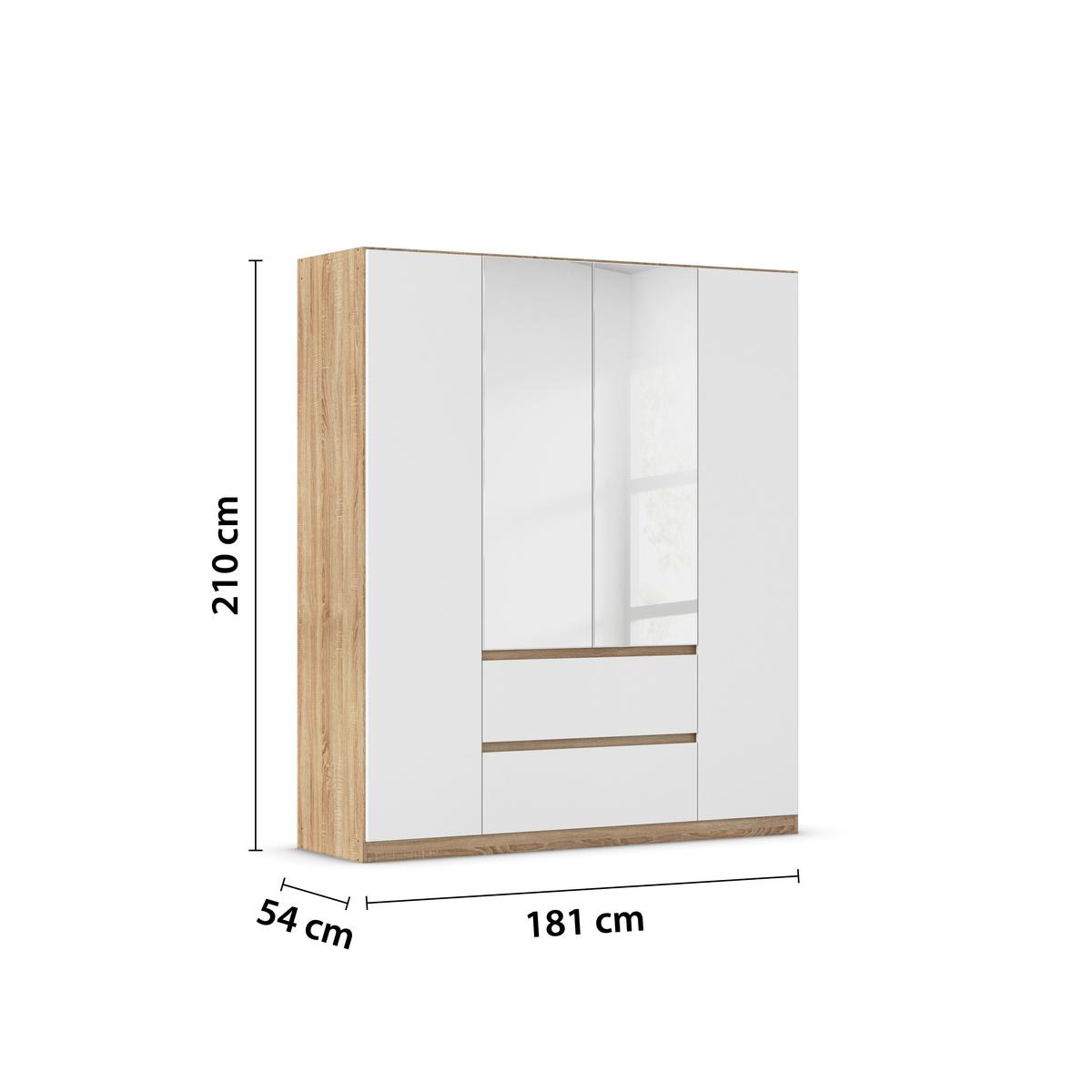 DULAP  USI ROTATIVE MAINZ - alb/culoare lemn stejar, Basics, material pe bază de lemn (181/210/54cm) - Modern Living