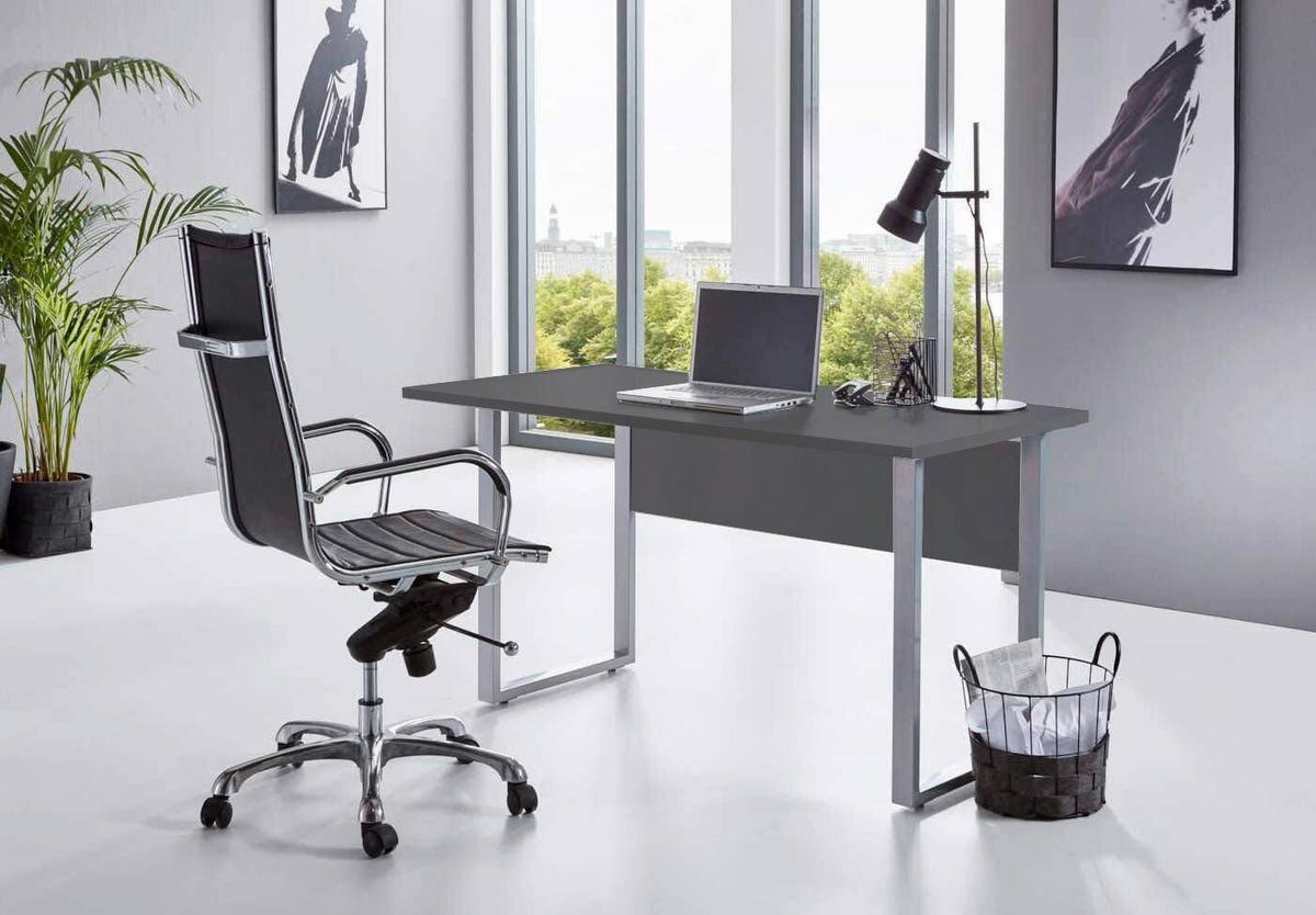 SCHREIBTISCH OFFICE EDITION - Anthrazit/Grau, LIFESTYLE, Holzwerkstoff/Metall (138/67/74cm) - MID.YOU