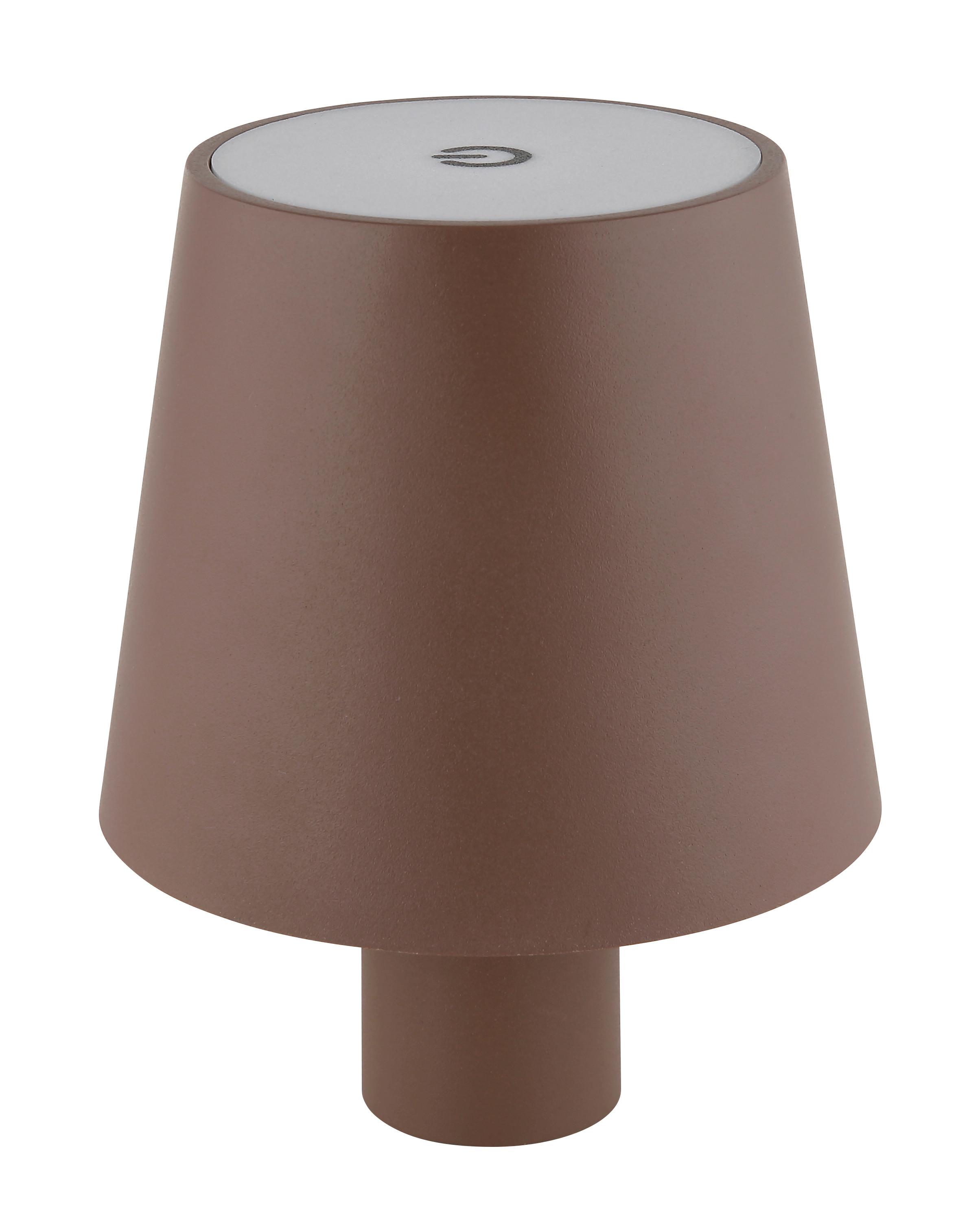 Akku-Tischleuchte Vannie Braun max. 3 Watt - Weiß/Braun, Trend, Kunststoff/Metall (10,6/13cm) - Globo