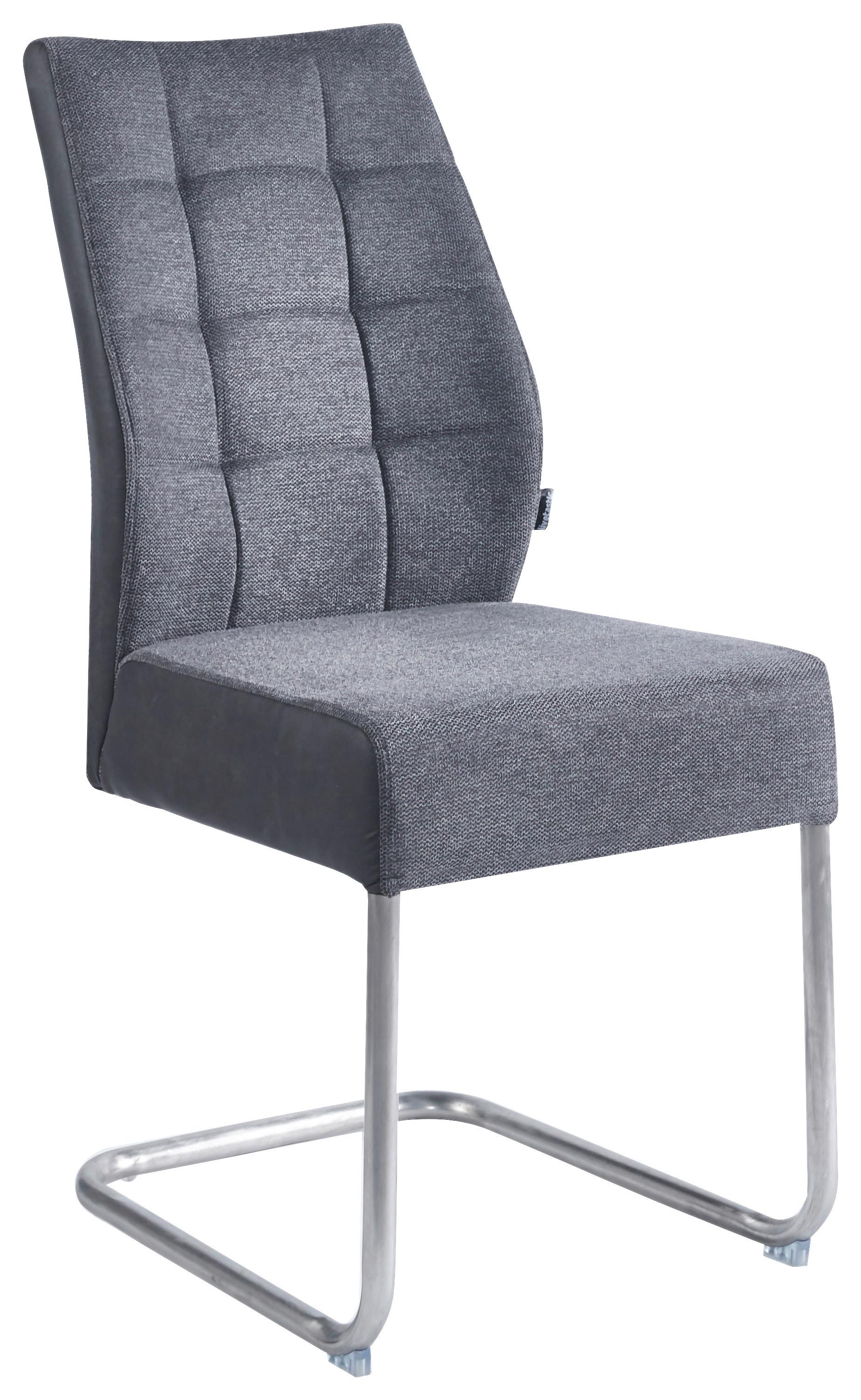 KRZESŁO NA PŁOZIE CEDRIC - kolor stalowy/szary, Design, metal/tkanina (44/97/60cm) - Carryhome