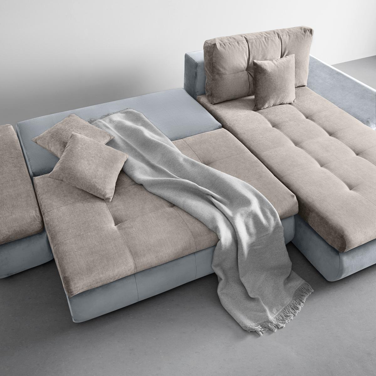 Wohnlandschaft Enrico Silberfarben - Chromfarben/Silberfarben, KONVENTIONELL, Kunststoff/Textil (303/88/185cm) - Mömax