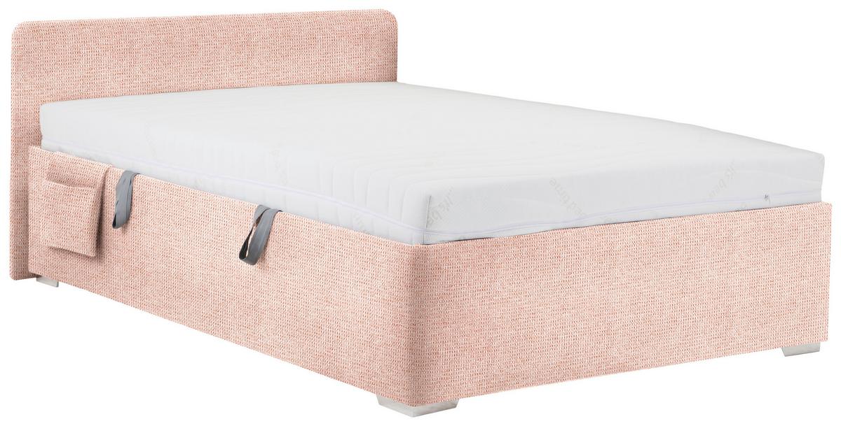 Krevet Remi - ružičasta/prirodne boje, Konvencionalno, drvo/tekstil (120/200cm) - Based
